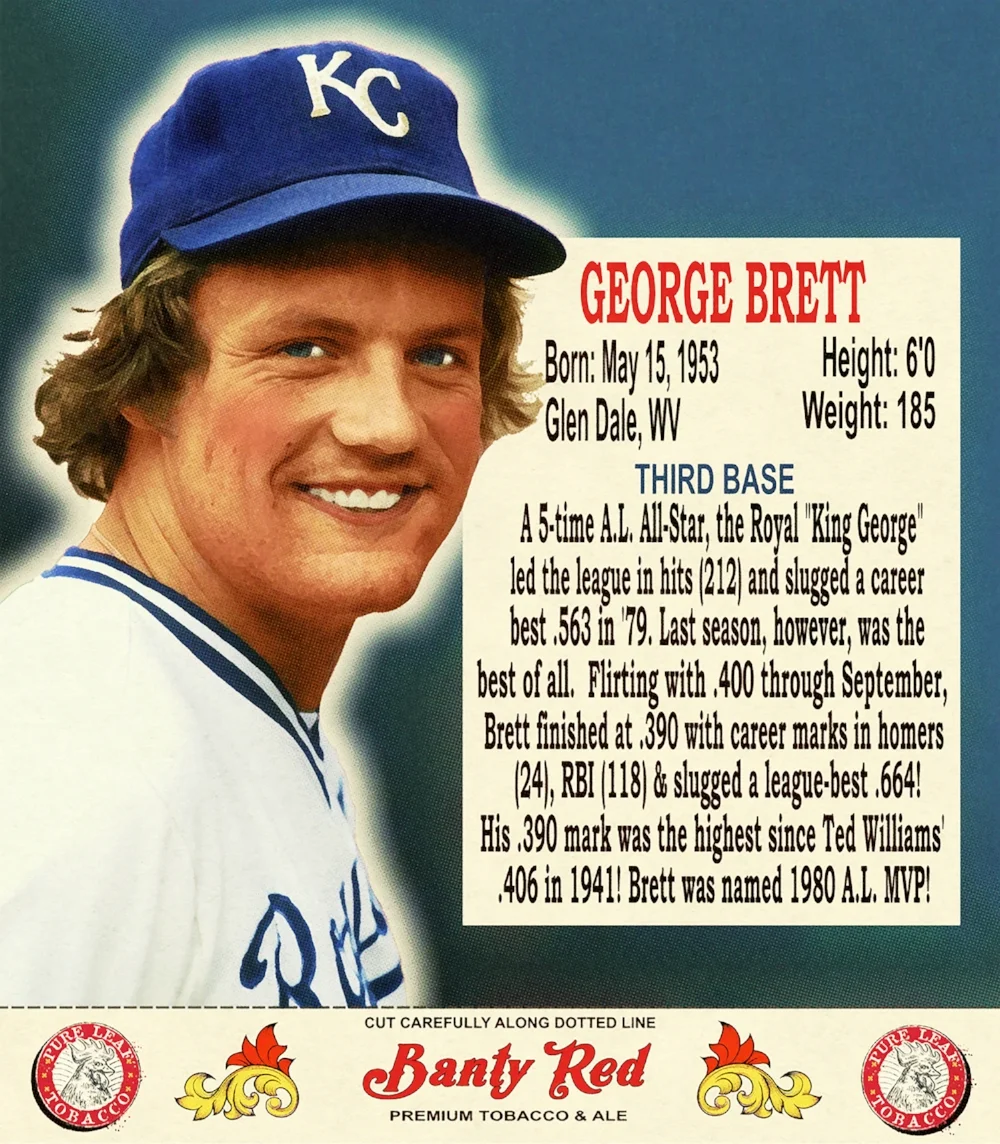 1981 BANTY RED TOBACCO POUCH INSERTS - GEORGE BRETT 1/30/17 Auction Closes at 113.50 - Current Population of 2