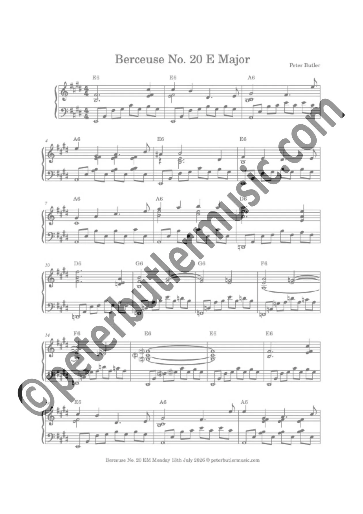 Berceuse No. 20 E Major