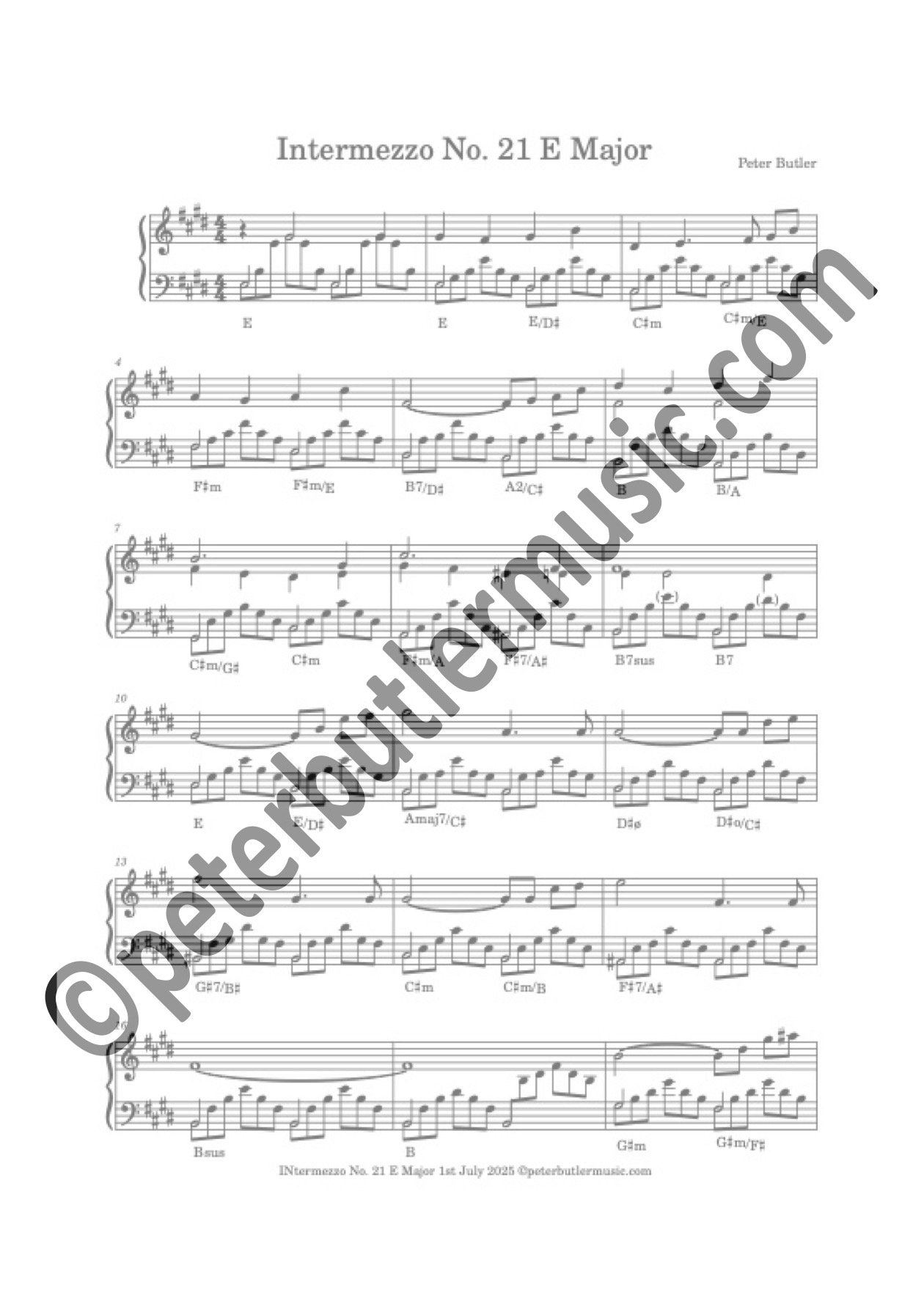 Intermezzo No. 21 E Major