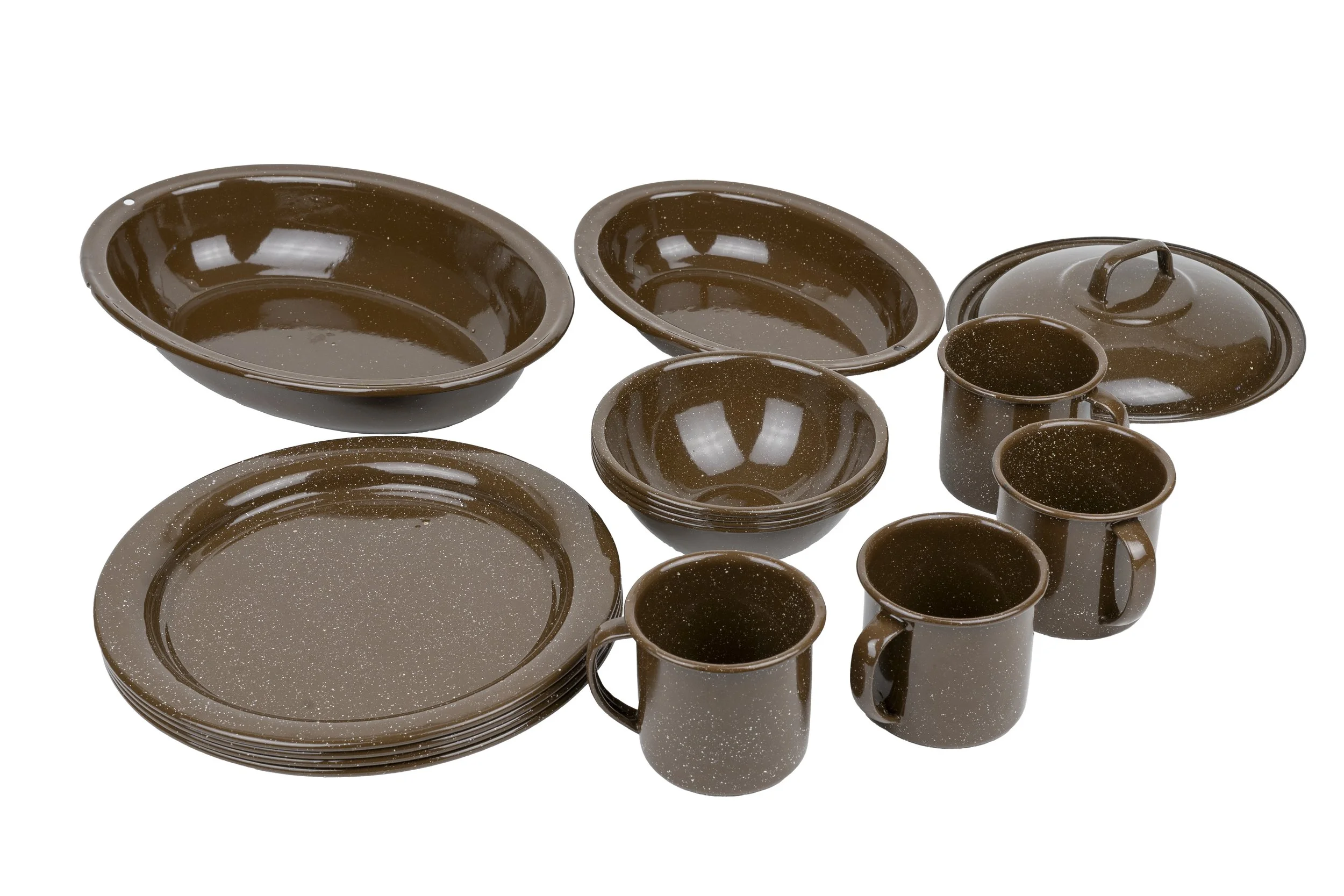 Brown Enamelware Dinner Set