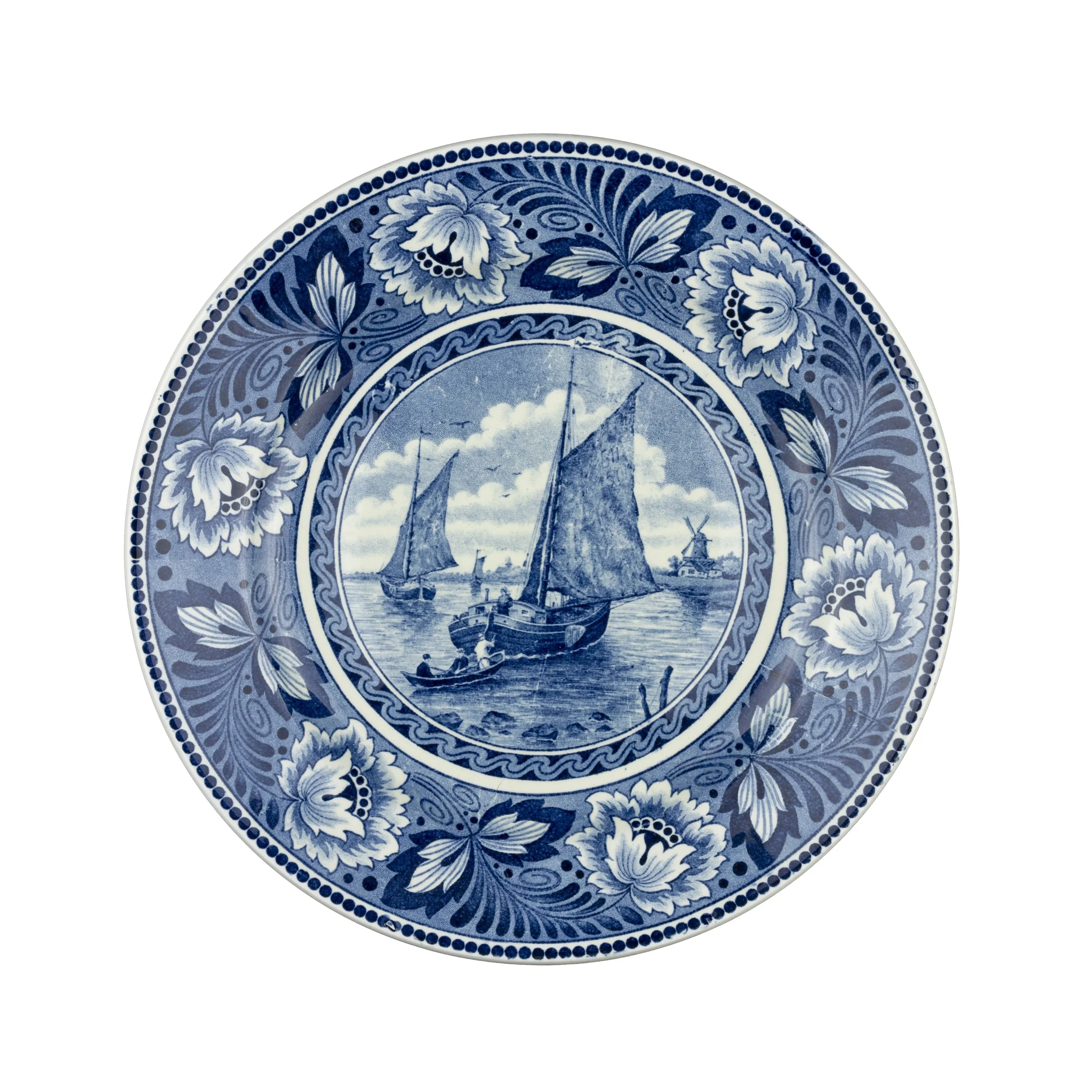 Delft Blue Sailboat Plate - Societe Cermaique