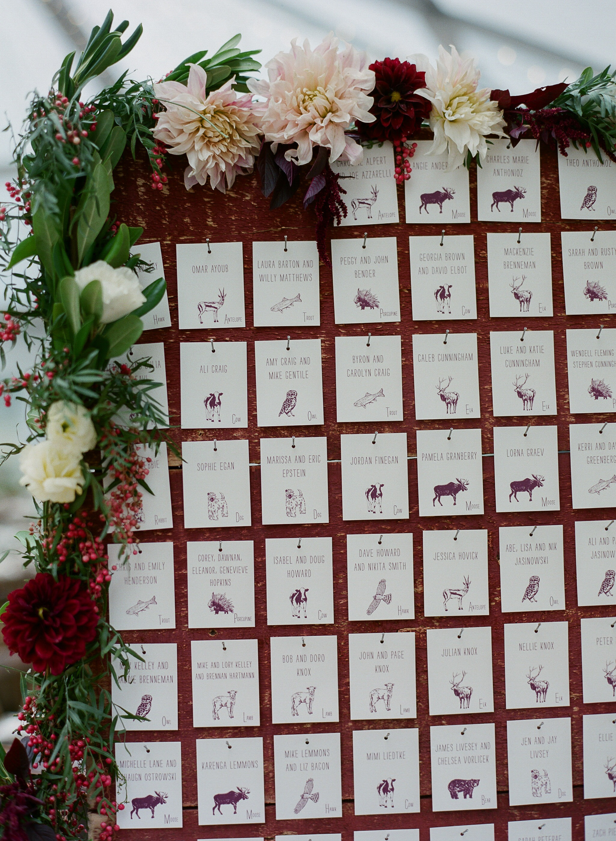 Escort Card Display Floral Decor