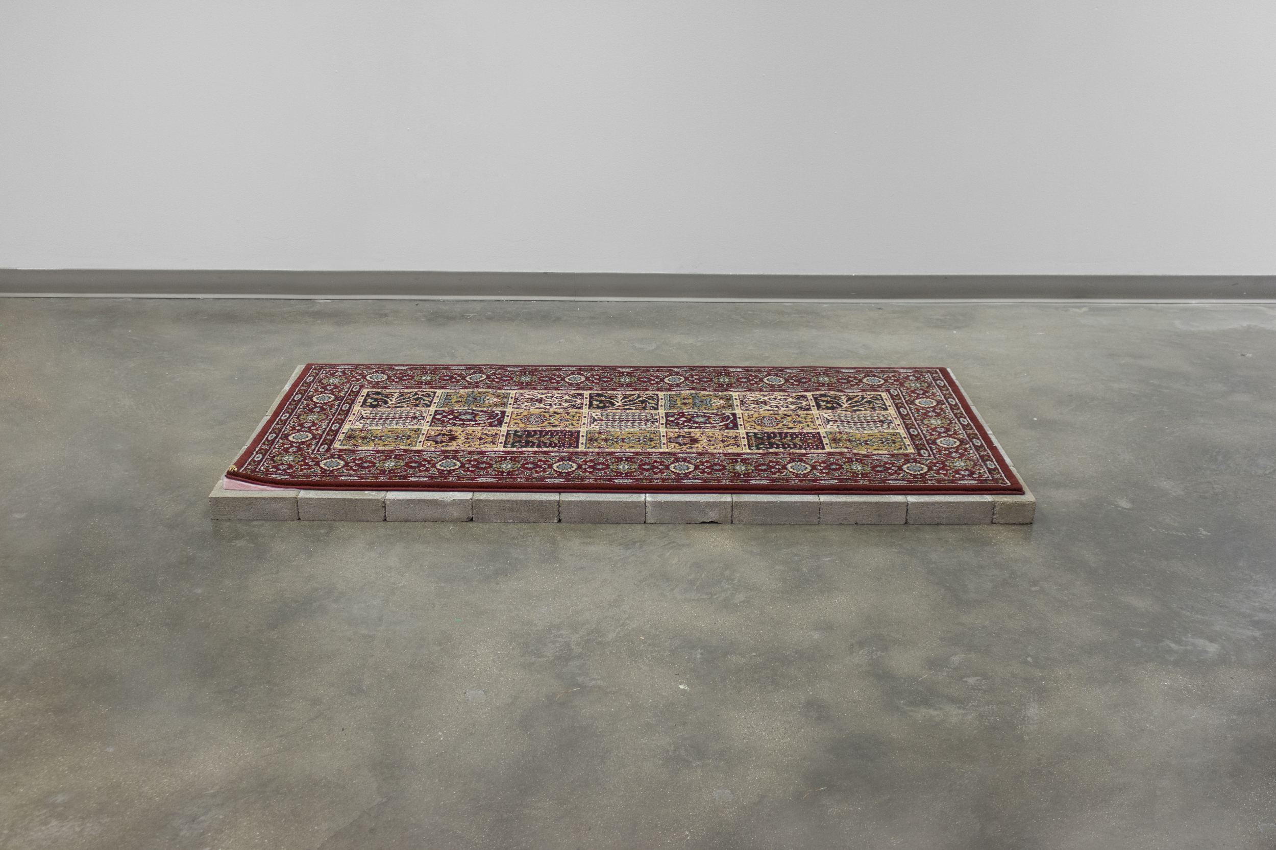  Untitled:  34x73"  rug, bricks, felt, ceramic, gold luster 