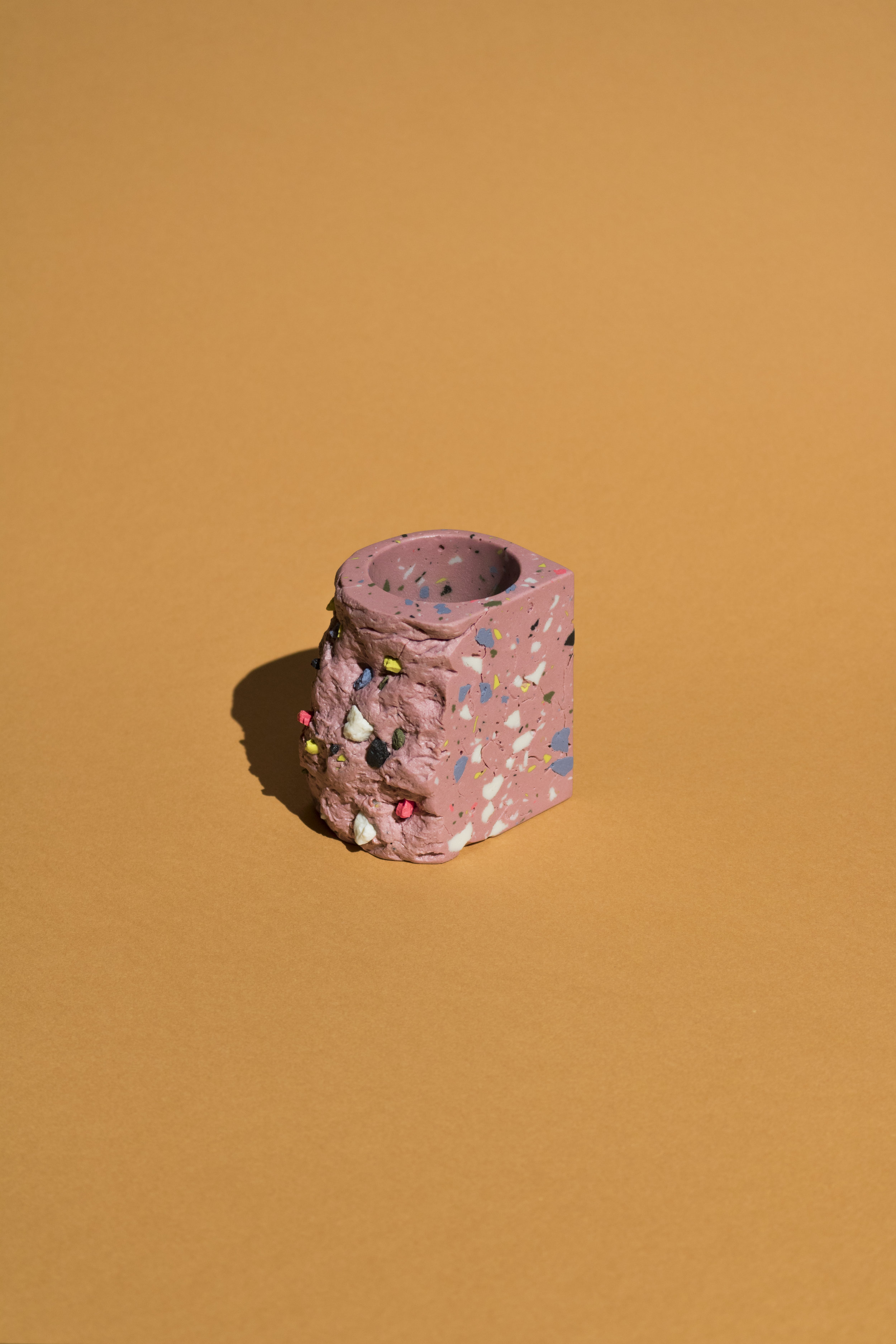  Conglomerate Cup (Pink):  3x3x2" approx.  Highly Pigmented Porcelain 