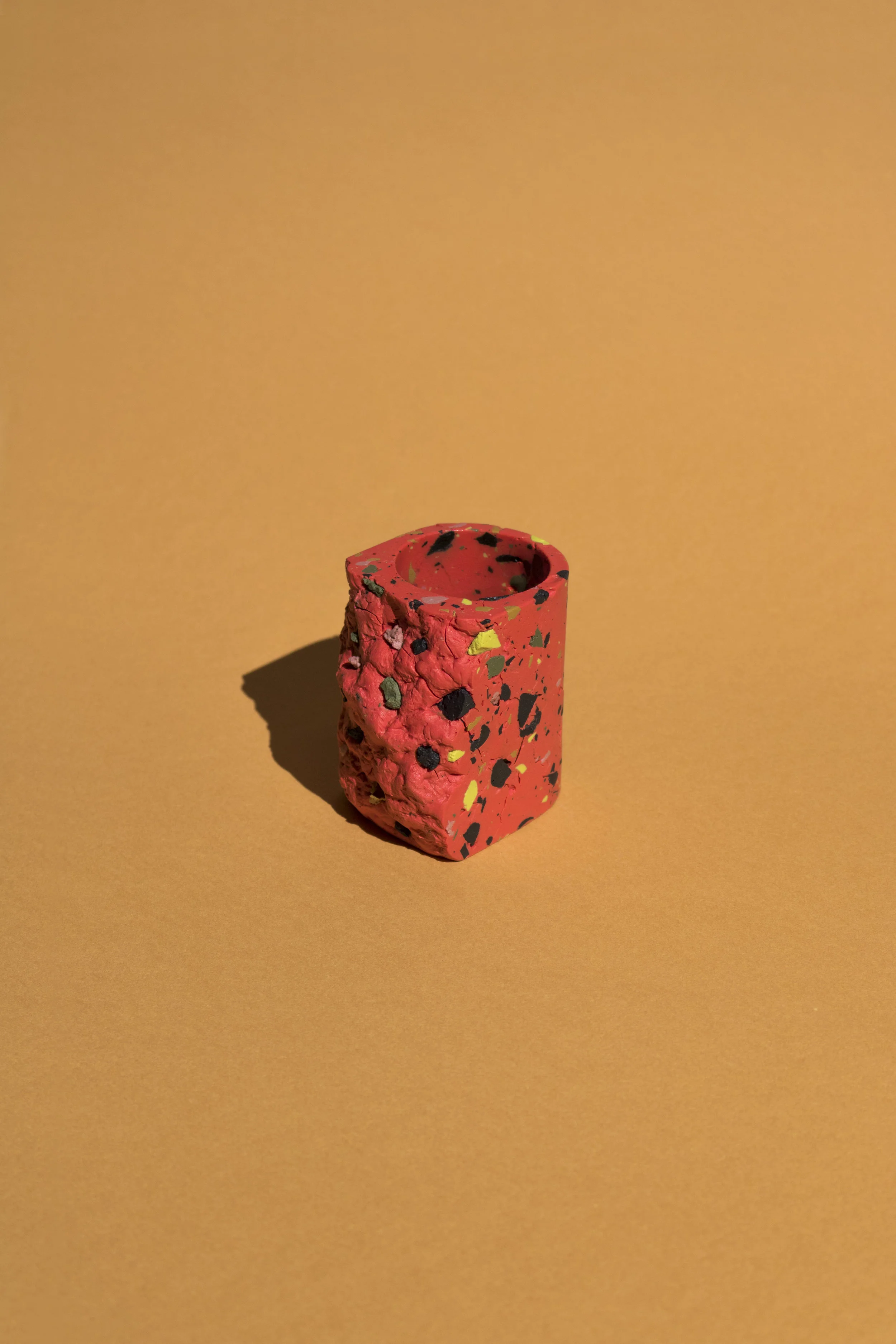 Conglomerate Cup (Red): 3x3x2" approx. Highly Pigmented Porcelain