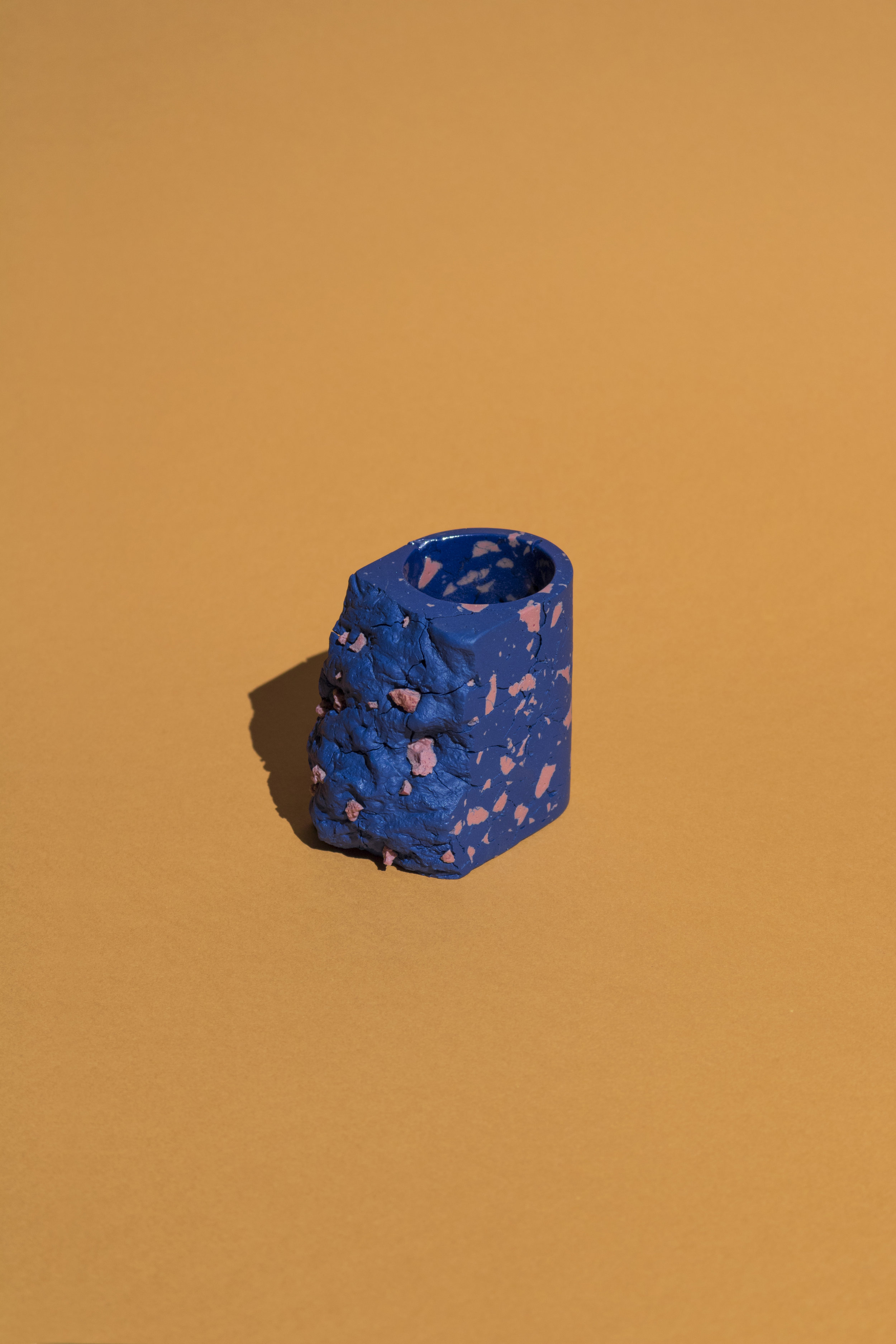  Conglomerate Cup (Blue):  3x3x2" approx.  Highly Pigmented Porcelain 