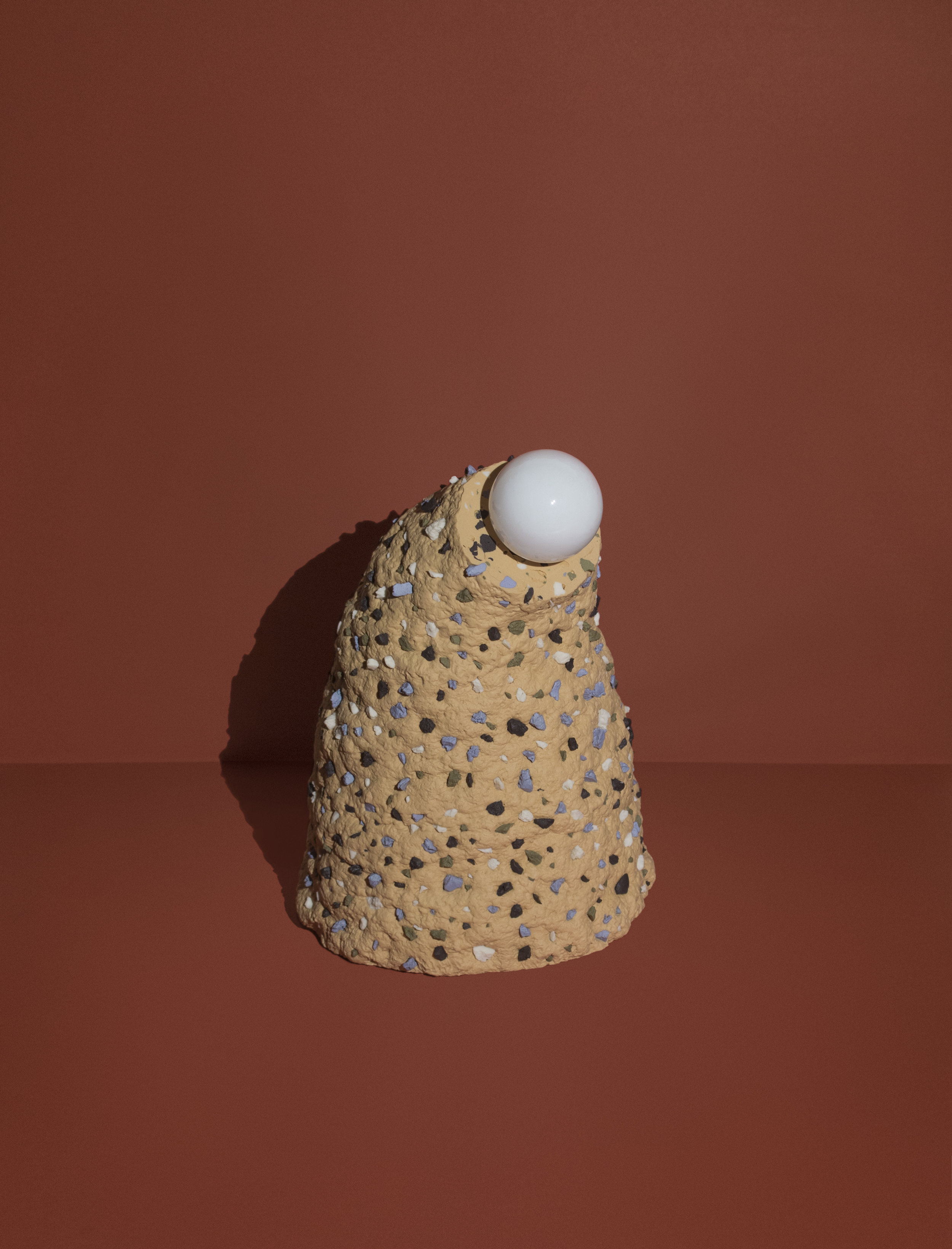  Conglomerate Lamp (Tan):  10x7x7"  Highly Pigmented Porcelain 