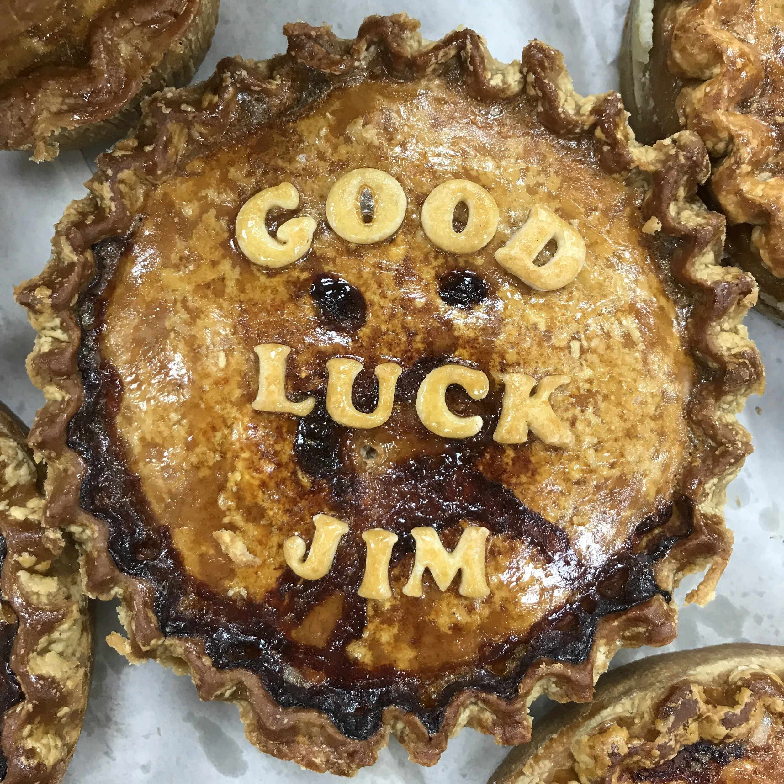 Bray's Cottage Good Luck celebration pork pie personalised mail order