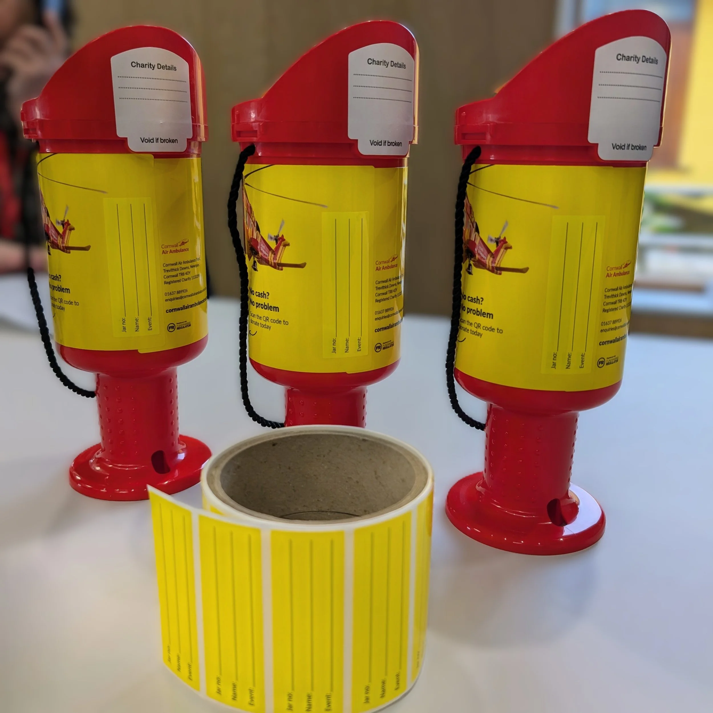 Cornwall Air Ambulance Collection Jar Labels