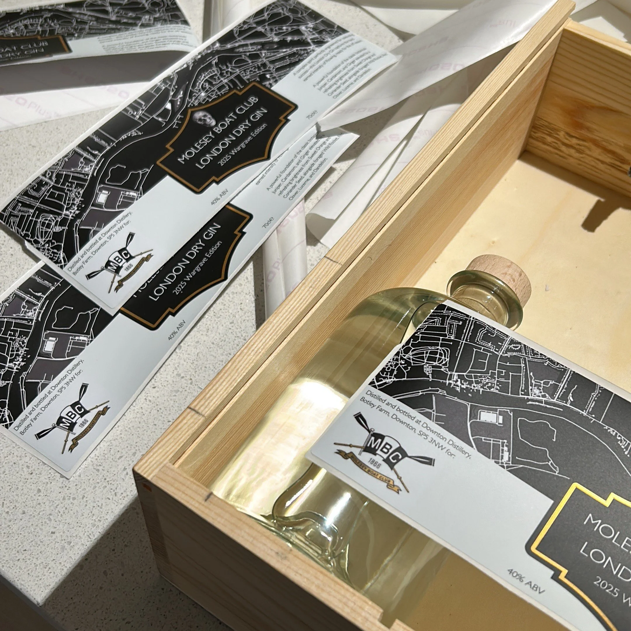 Molesey Boat Club Gin Labels