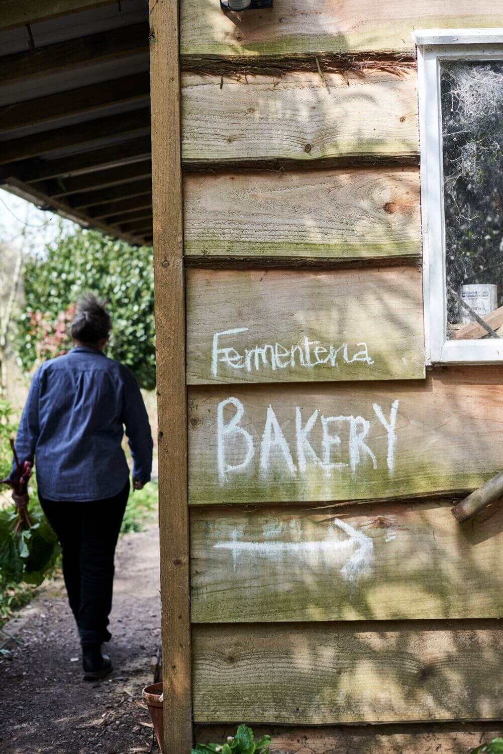 Katie walking from the bakery