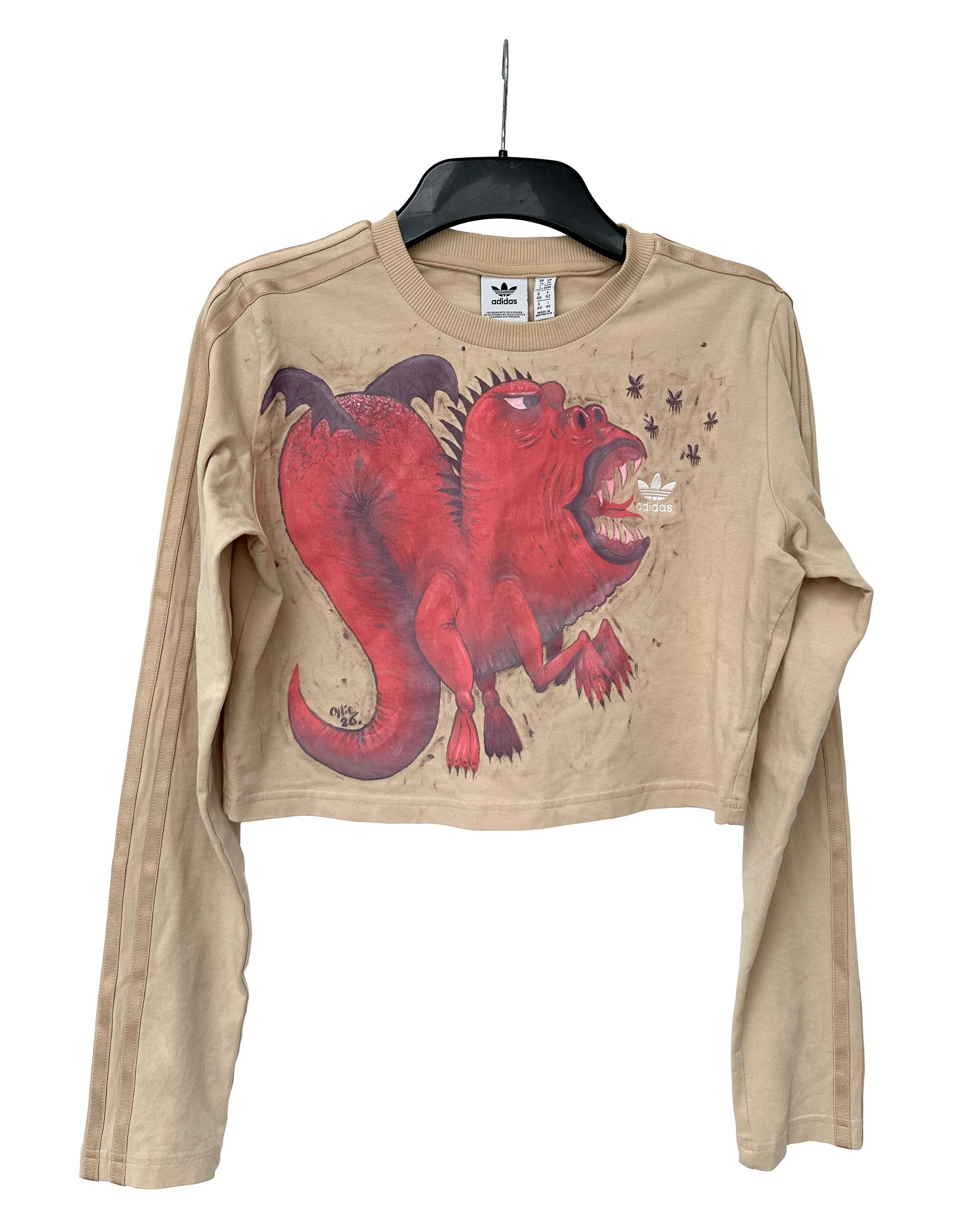 'Fat Dragon' Hand-Painted Crop Top