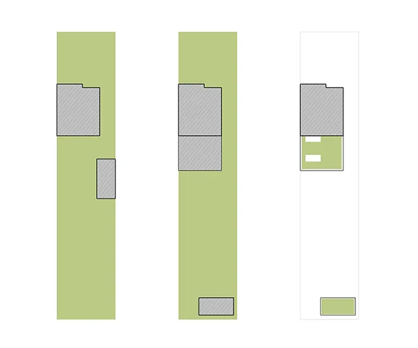 Before, after and green roof extent - footprint diagrams