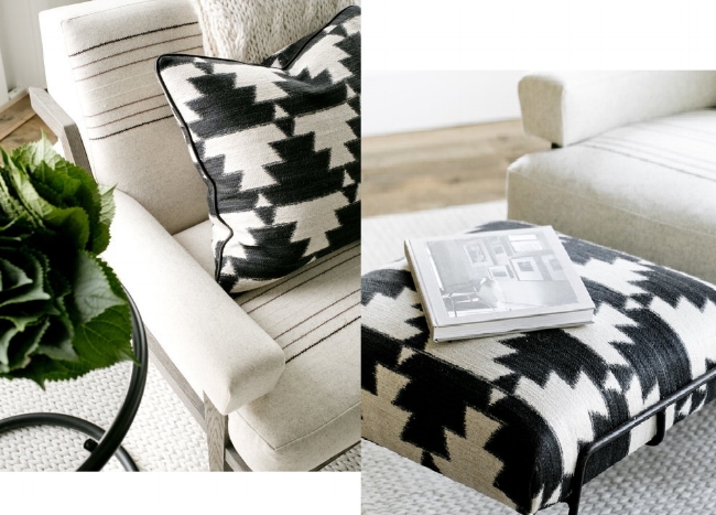 Throw pillow and ottoman.