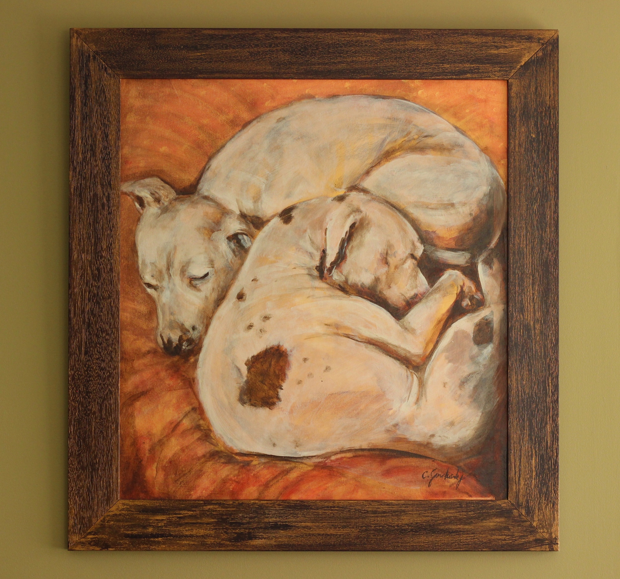 A beautiful piece by artist Connie Sandusky, that lives behind our reception desk.