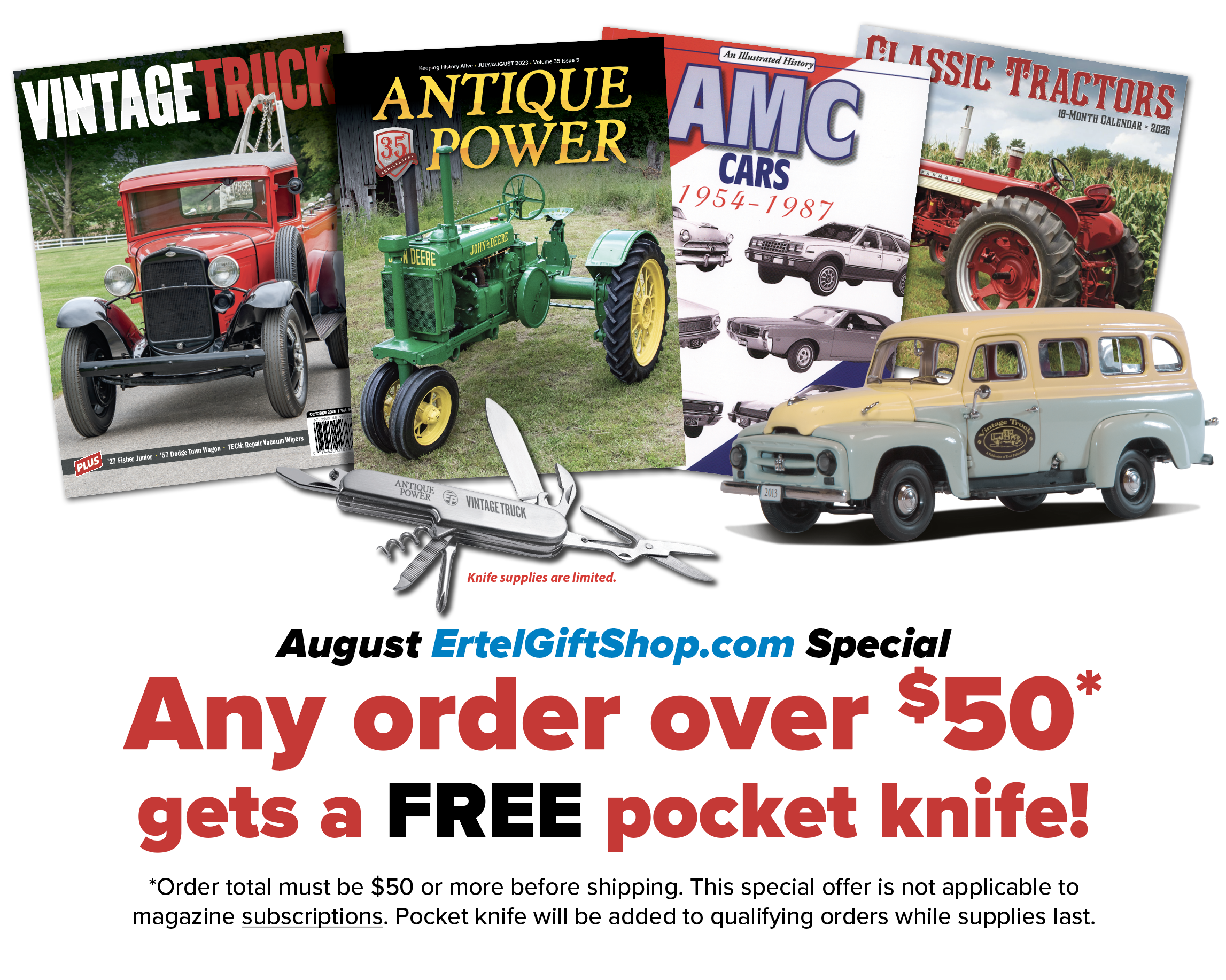 Pocket knife promo on ErtelGiftShop.com