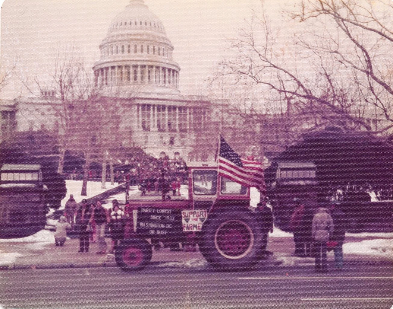 Tractorcade protest in front of Capitol building in Washington D.C.