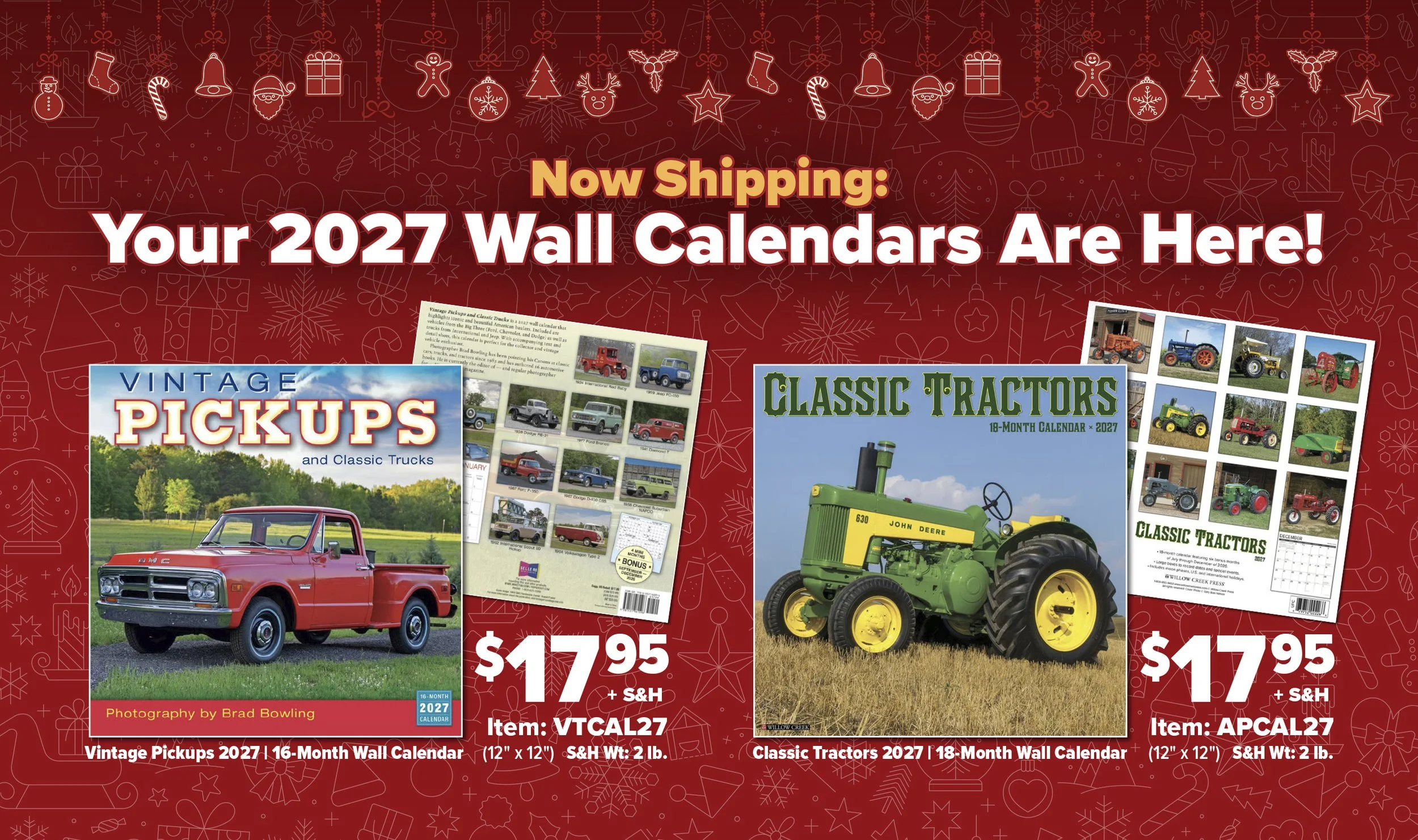 2027 Vintage Pickups and Classic Tractors Wall Calendars