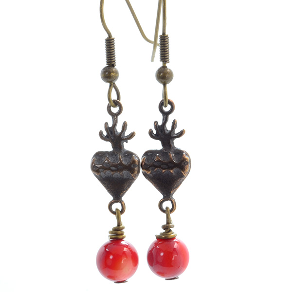 Bronze Sacred Heart with Stone