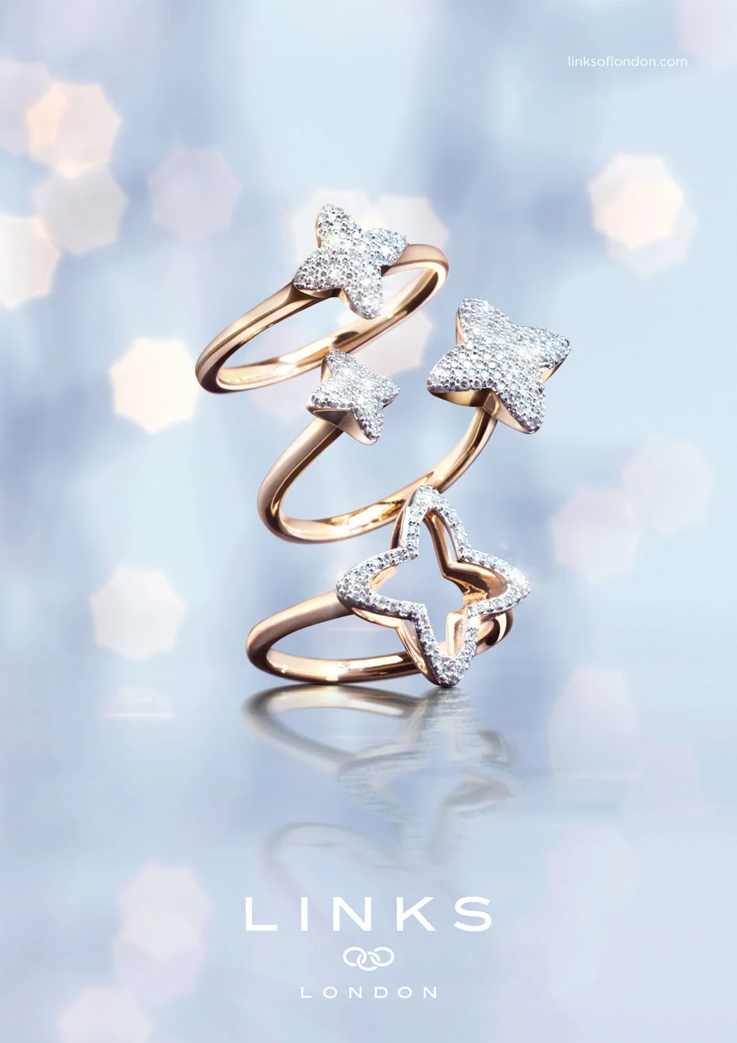 Links of London Jewellery Gold Rings with Diamonds Advertising Photography - Lux Studio