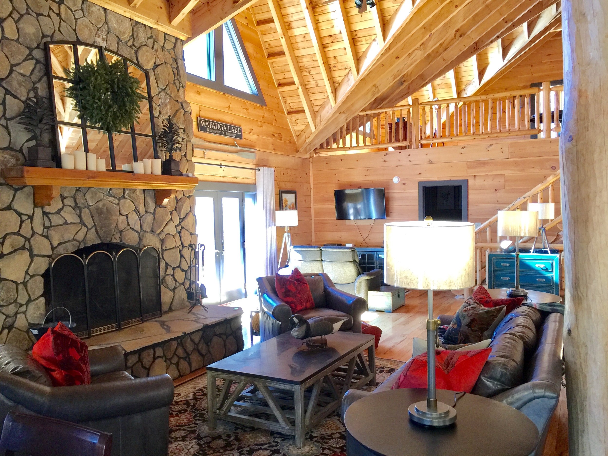 The family room just needs a few finishing touches.