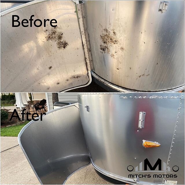 The Airstream&rsquo;s hinged front fairings, before and after detailing.