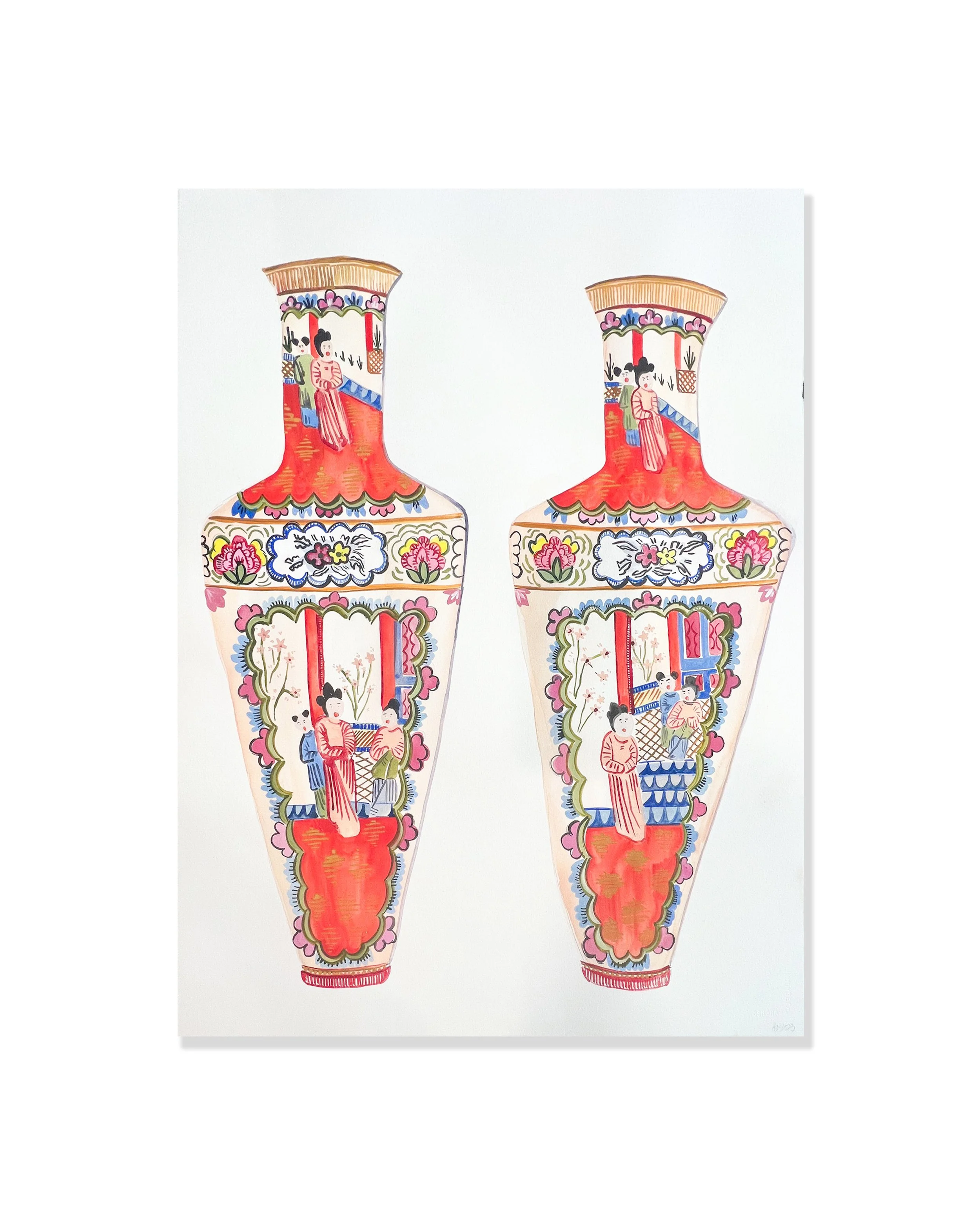 'Pair of Chinoiserie Vases III'