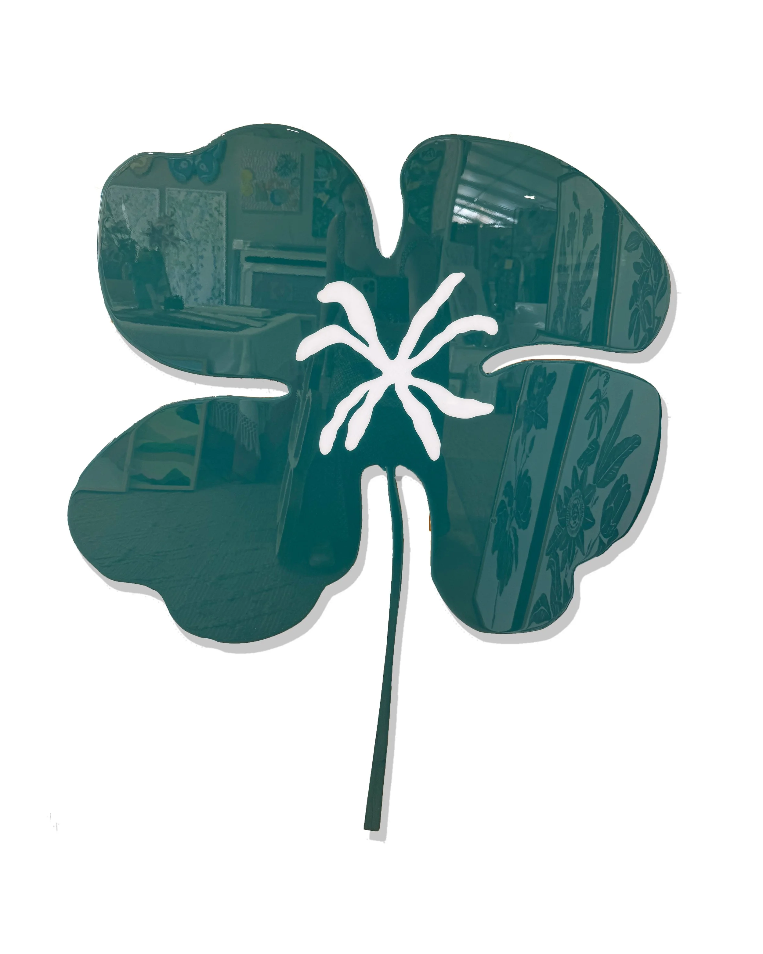 'Wallflower Clover V' [36" X 48", Oil on Custom Cut Birch Panel with Epoxy Resin]