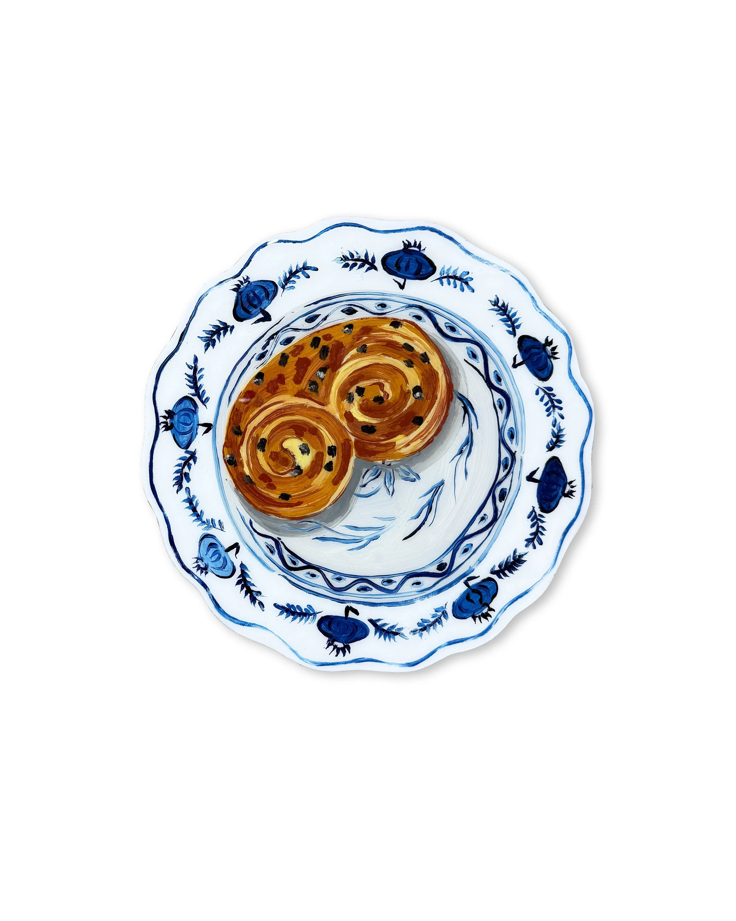 'Breakfast V' [12" Diameter, Oil on Custom Cut Birch Panel with Epoxy Resin]