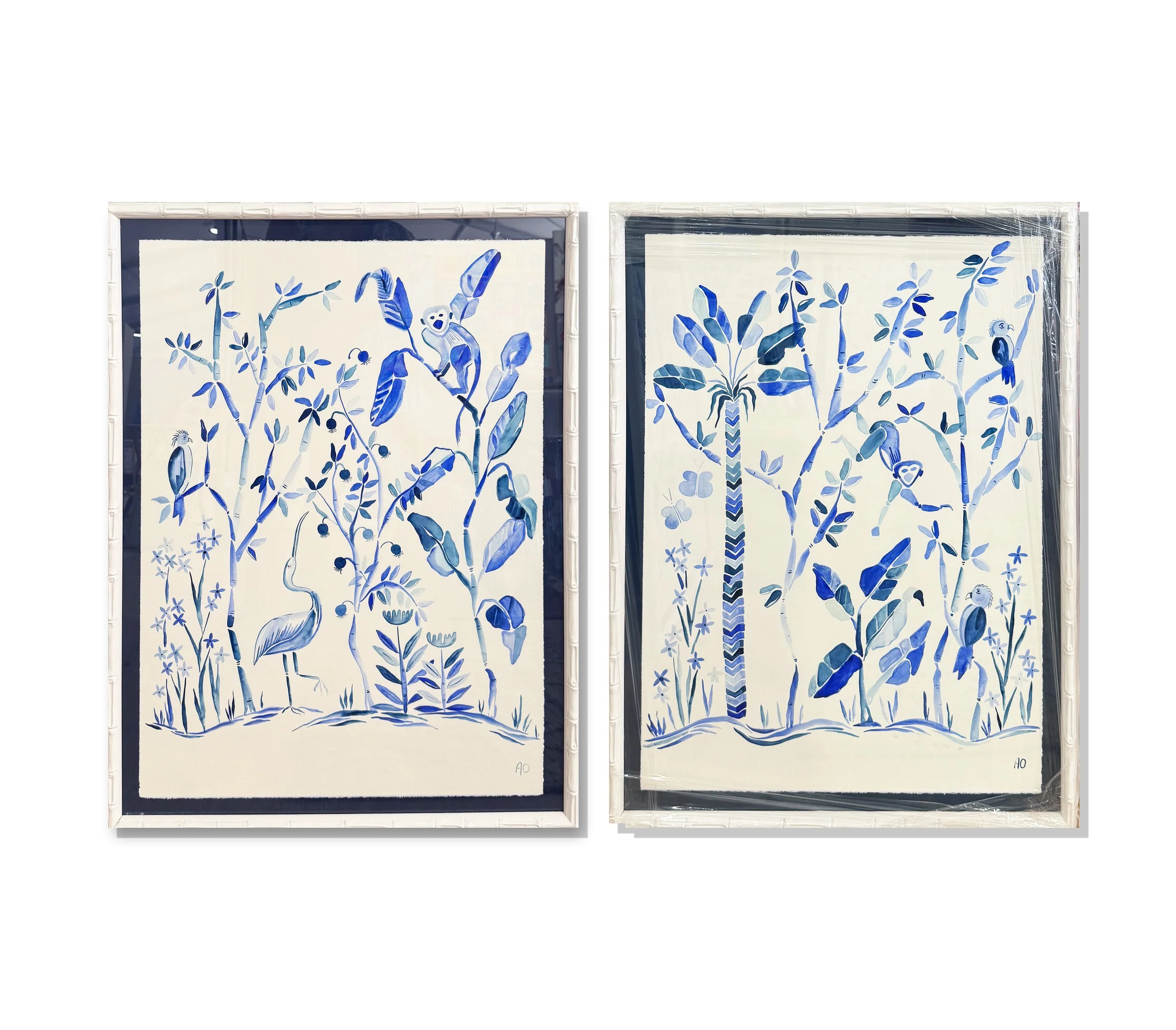 Modern Chinoiserie Small IV [26" X 33" Each, Watercolor on Paper, Framed]