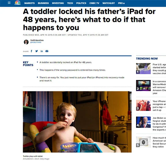 A toddler locked his father's iPad for 48 years, here's what to do if that happens to you