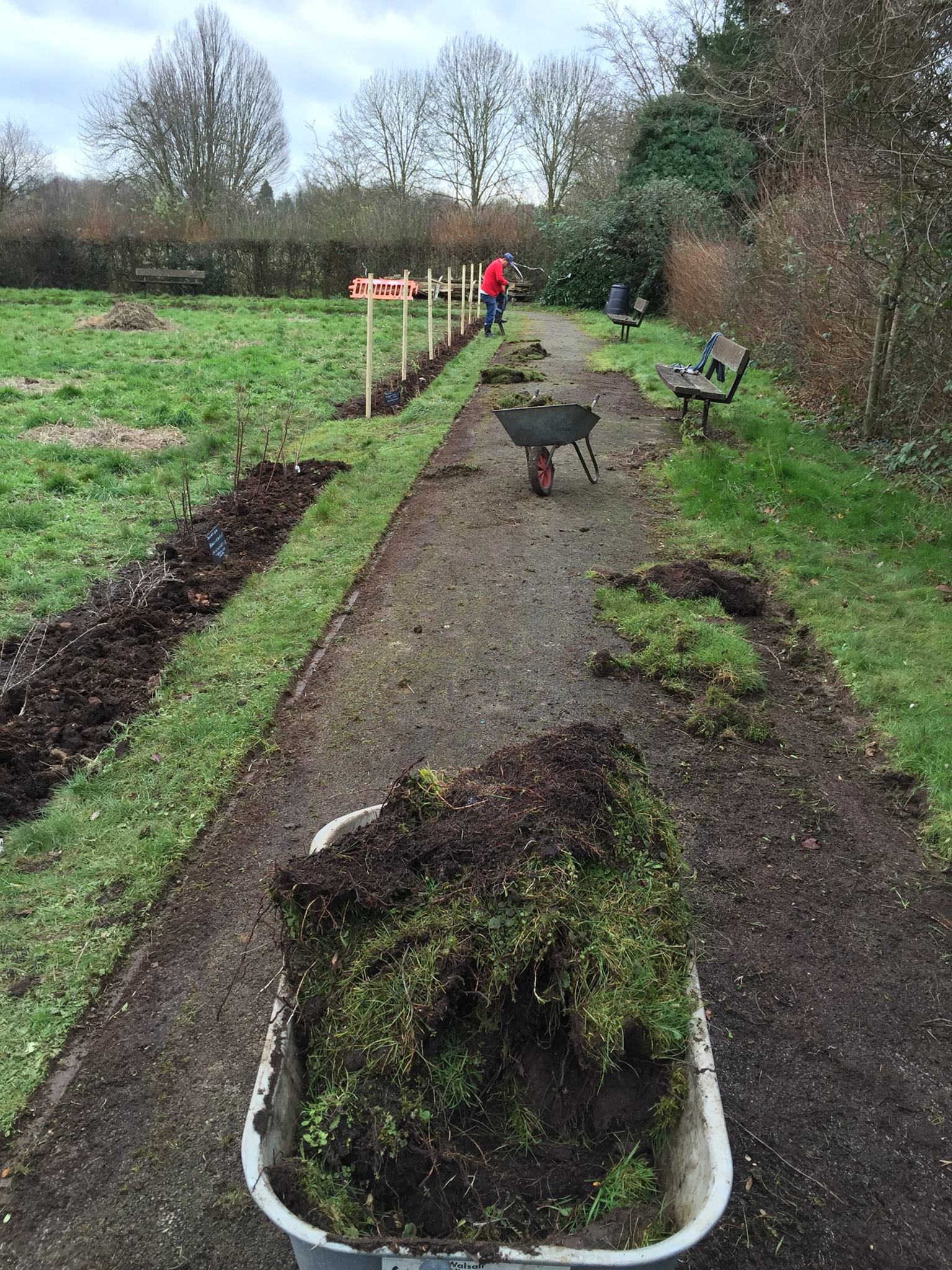 25 January 2016: two of the four people, working on just one path this afternoon