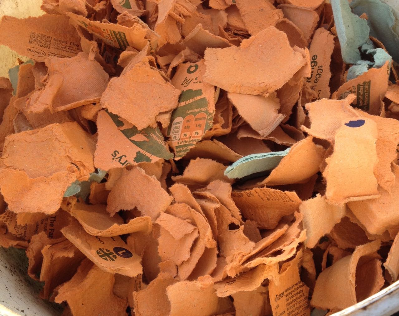 Egg box cardboard for the compost bin