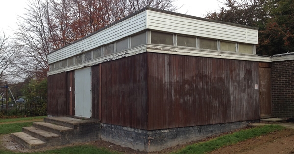 November 2014. The old pavilion, before it had a coat of preservative