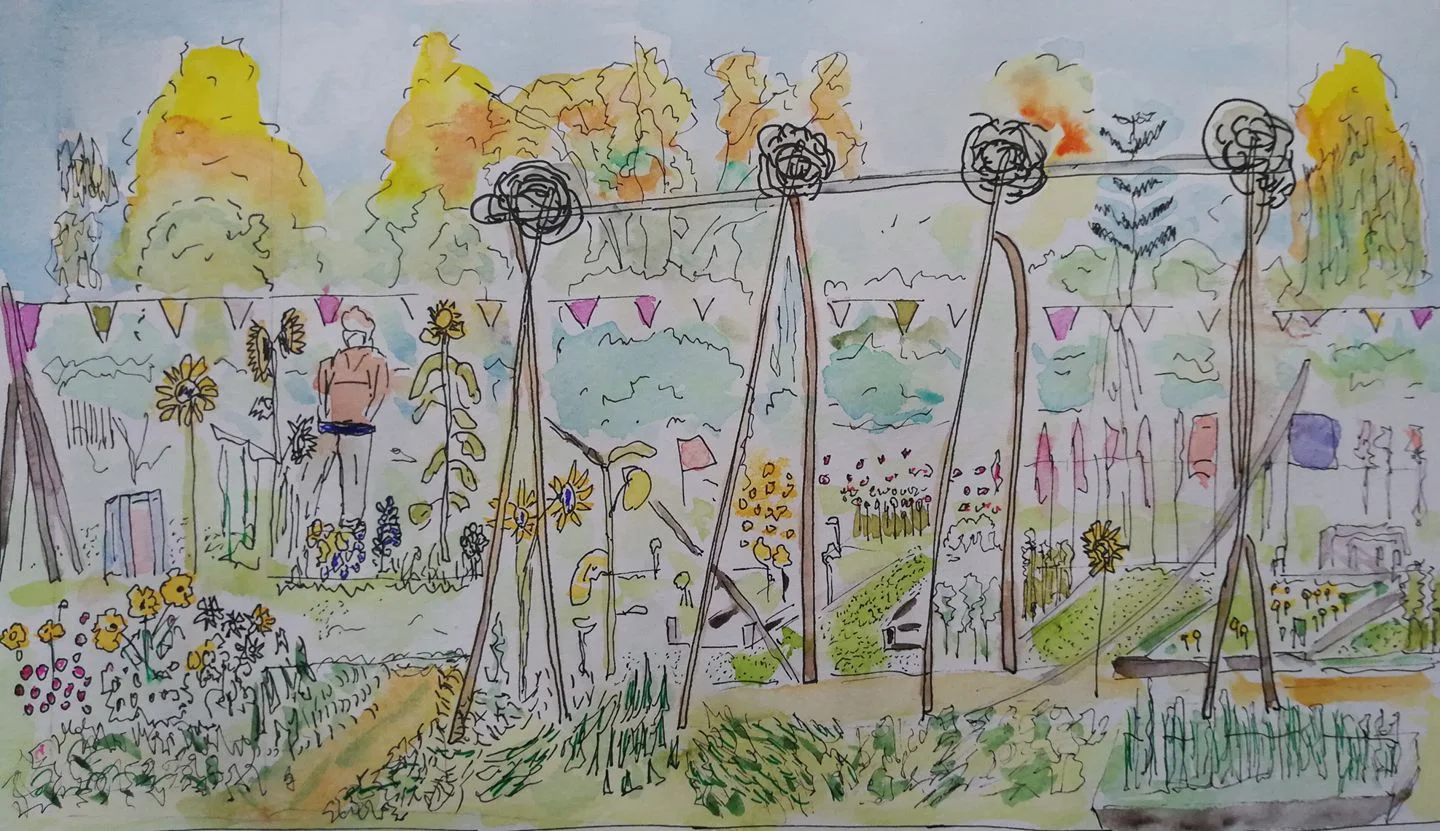 On Sunday, we hosted some urban sketchers and Alan Jarvis drew this lovely picture of the garden. Thanks Alan for letting us borrow it here.