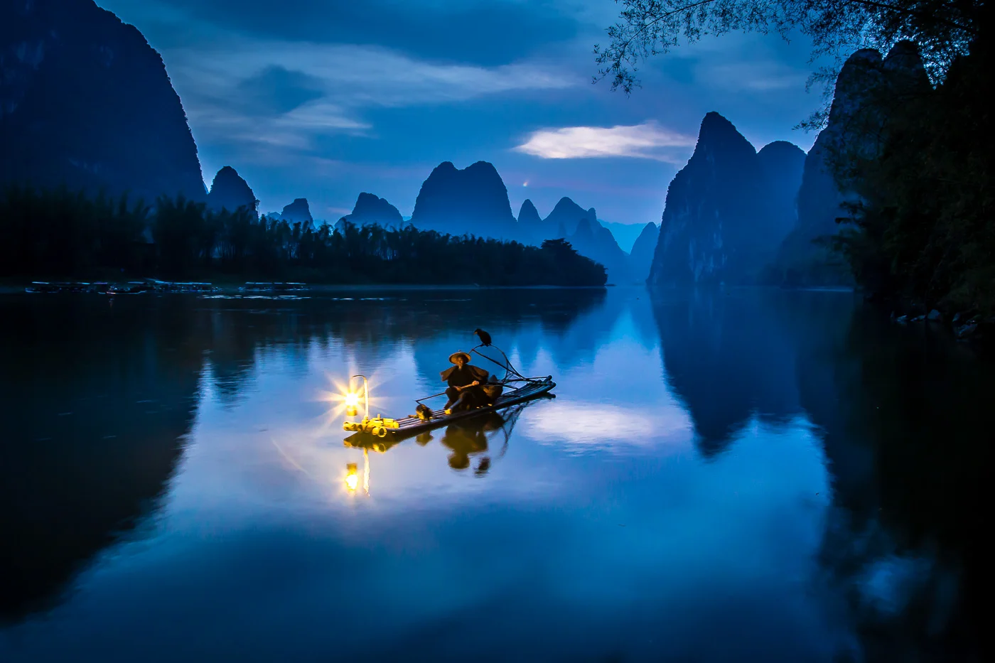 Blue Hour with the Cormorant Fisherman