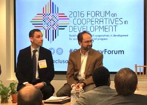 Rodrigo Gouveia, left, at NCBA CLUSA's Cooperative Devleopment Forum in October.