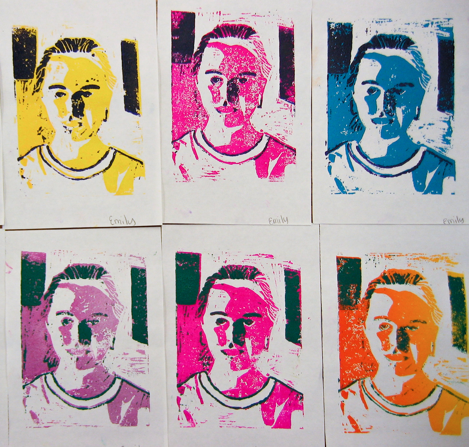 Middle School Pop Art Reduction Prints- Self Portrait