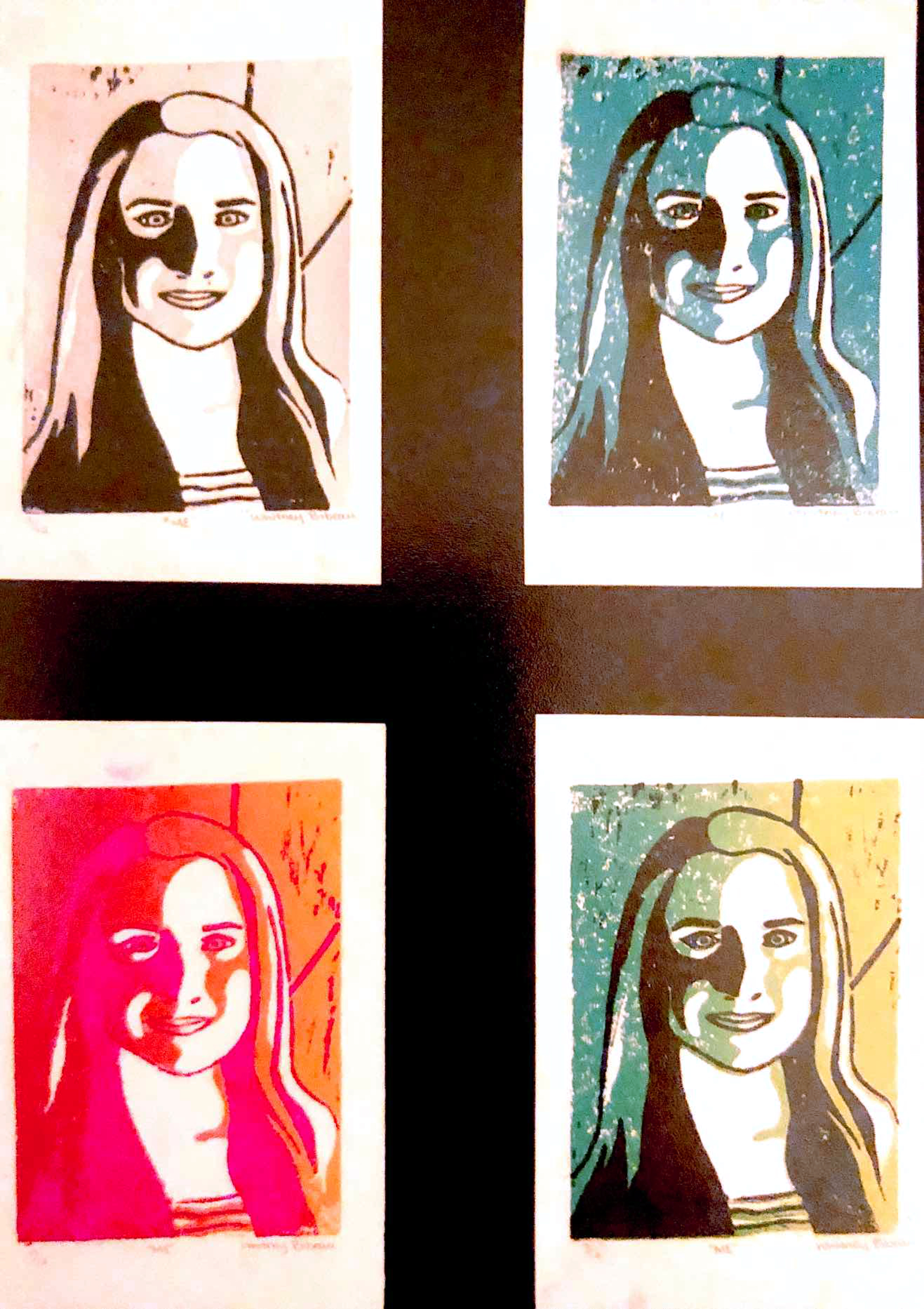 Middle School Pop Art Reduction Prints- Self Portrait