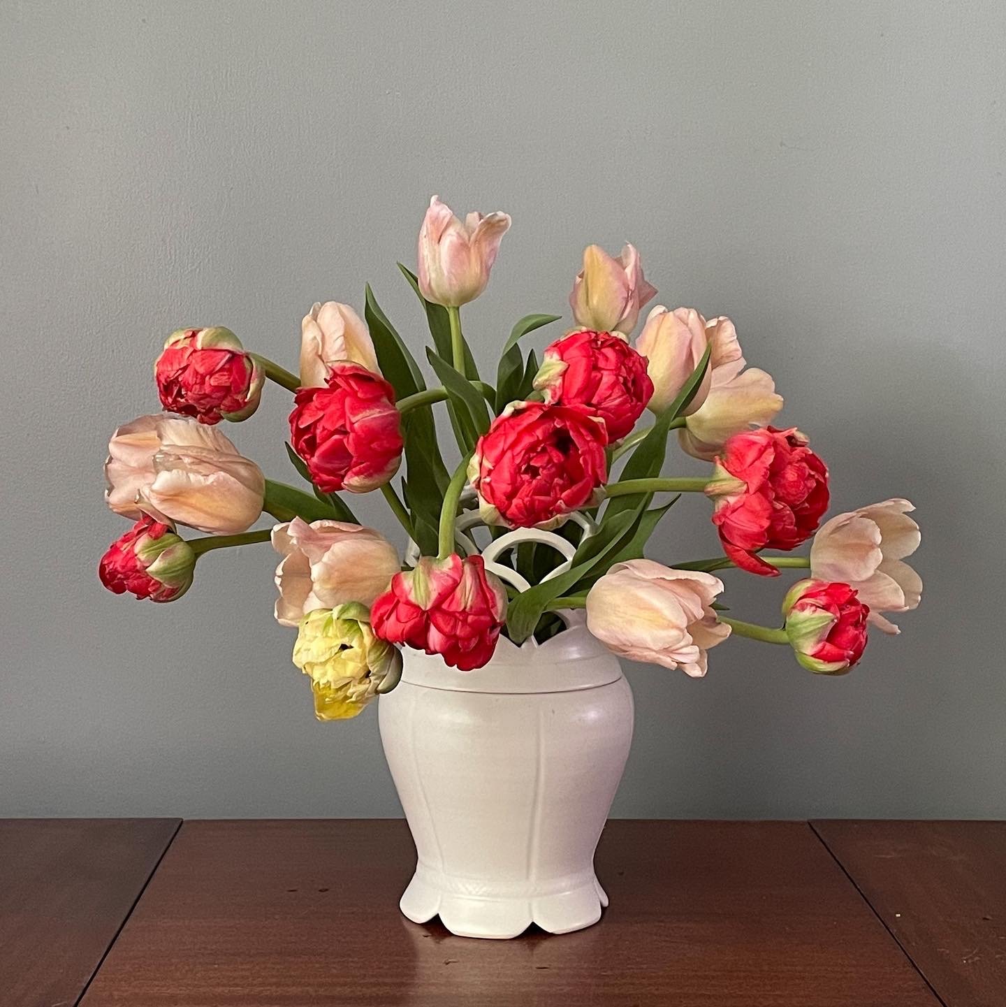 Scalloped Vase with Tulips