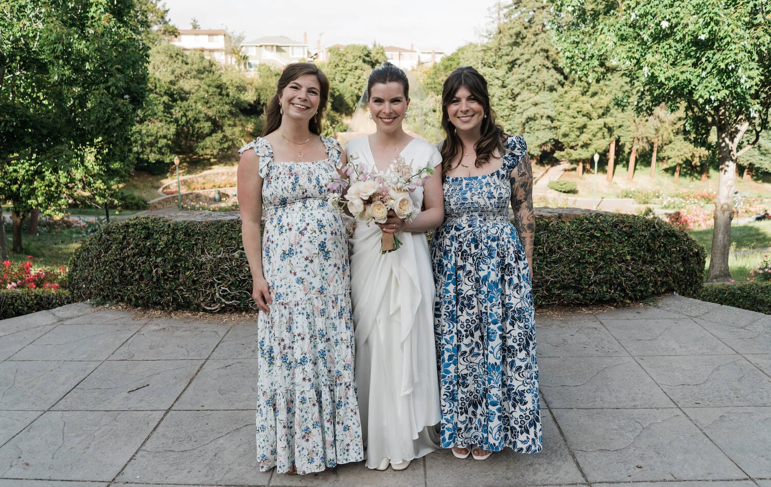 Bridesmaids at an Oakland Rose Garden Wedding
