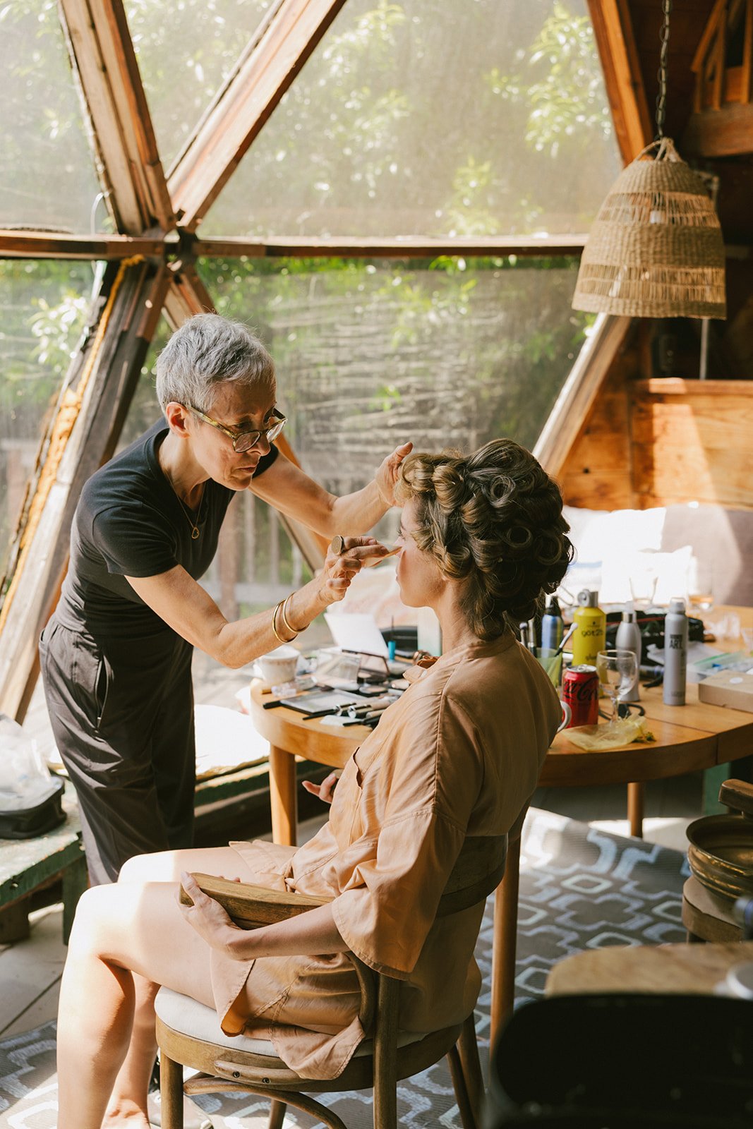 Rebecca and Bride During Hair and Makeup Prep