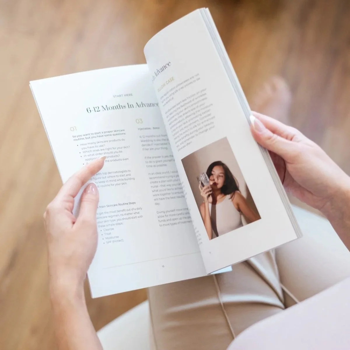 A view inside the book, showing two monthly planner pages