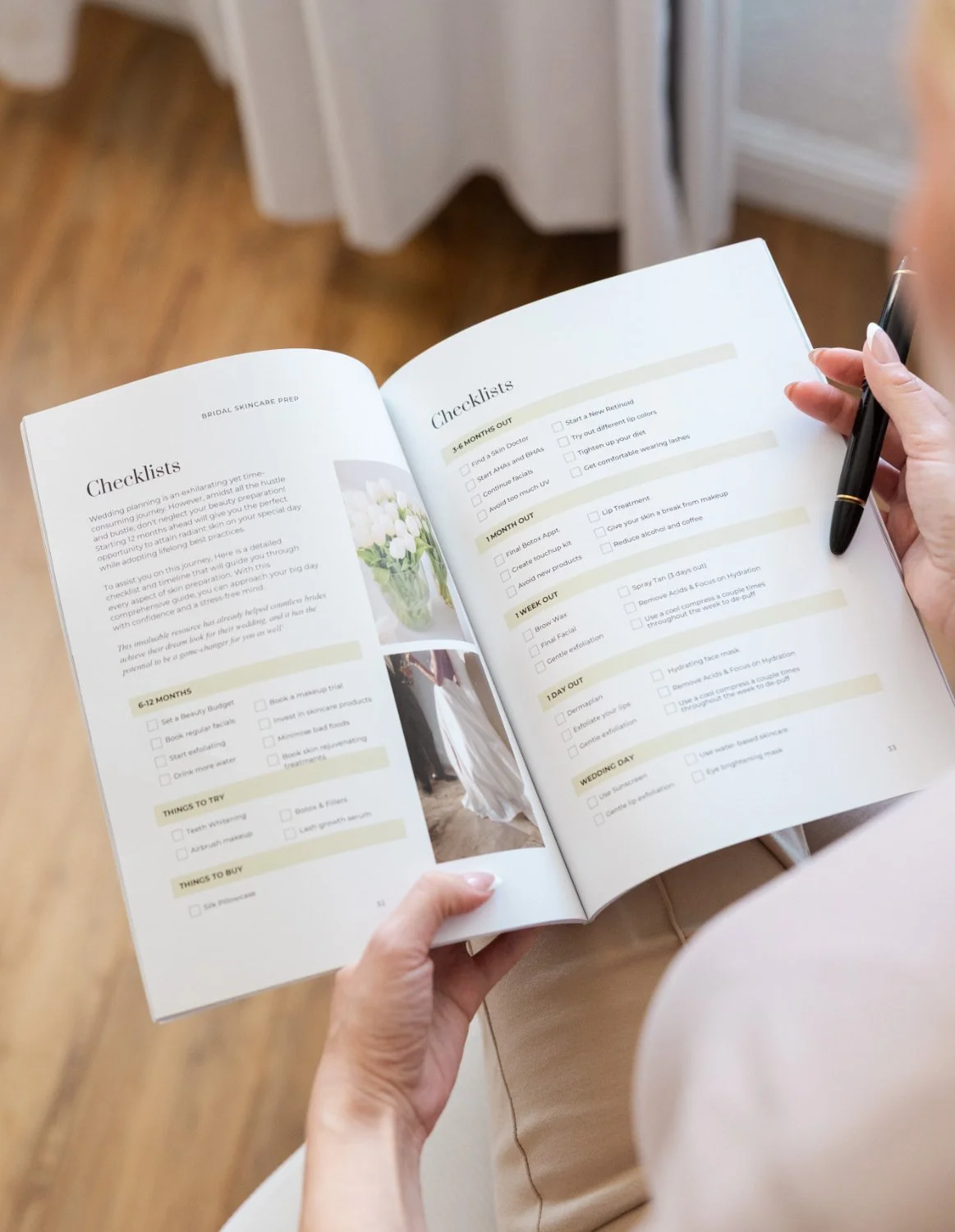 View of a checklist page inside The ShineForth Radiant Skin Prep Guide