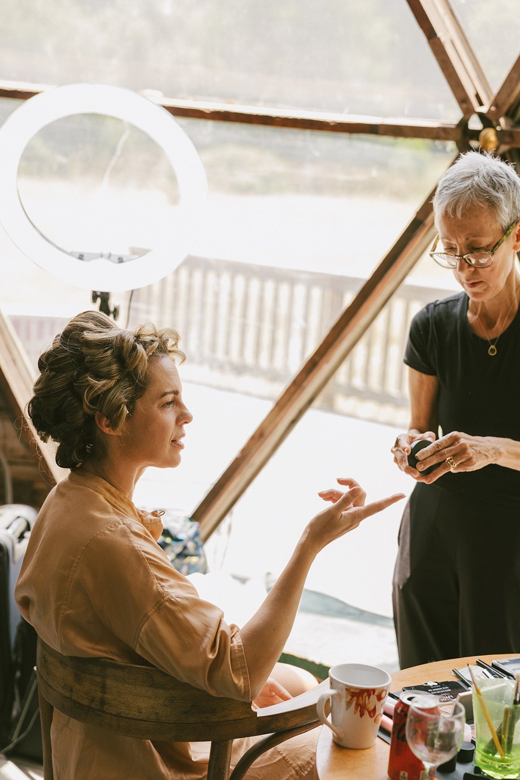 Rebecca and Bride During Hair Prep