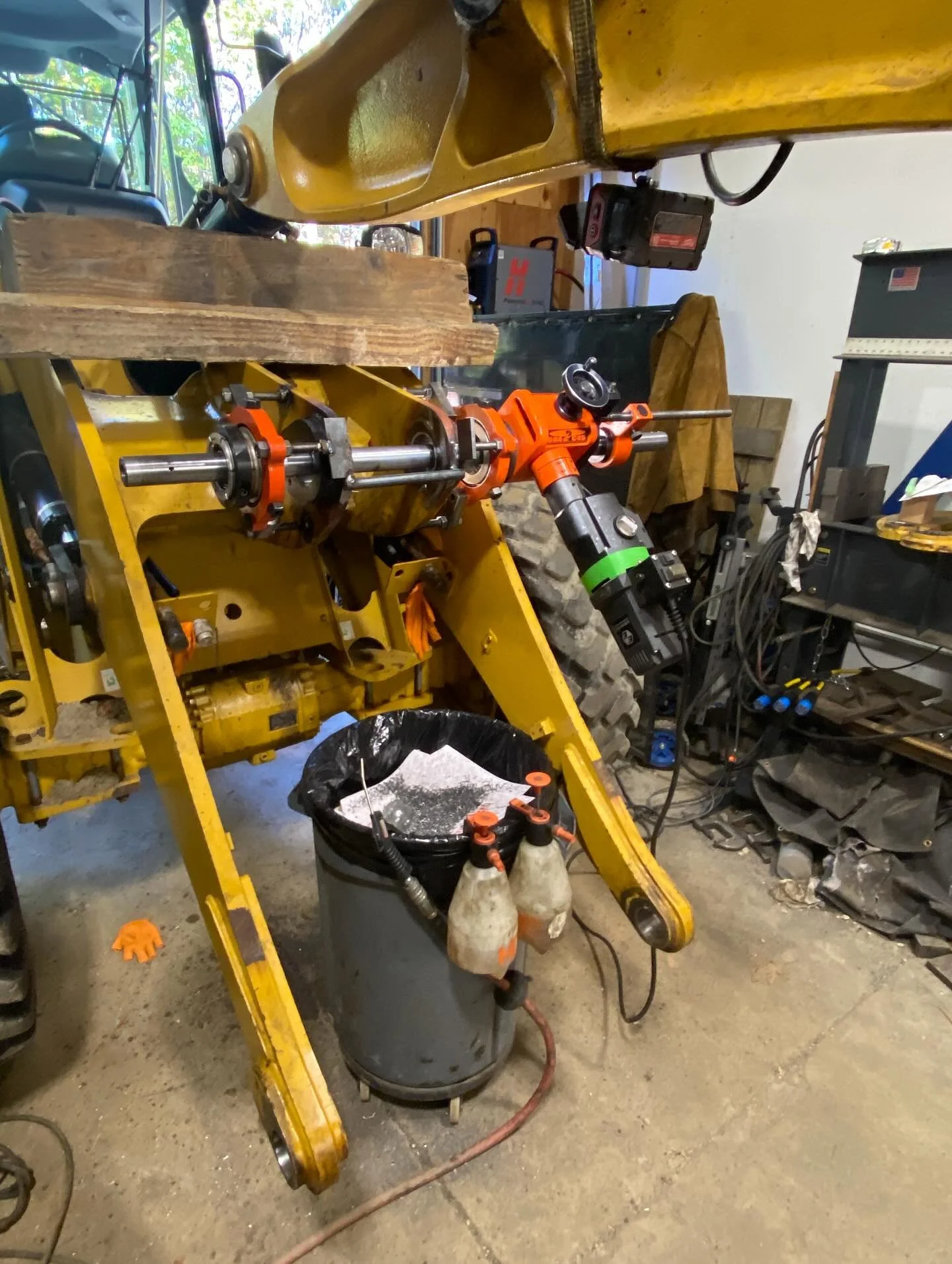 Some work from yesterday. I finally got the parts in to start working on this loader. Line bored a set of bores and started to press bushings in/final assembly. #lineboring #weldingrepairservices #weldingrepair #machining #welder #welding #shopwork #