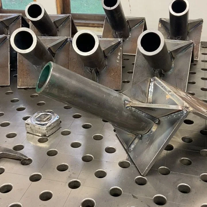 A small run of screw pile caps I did the other day. All parts are cut in house. #welder @kovosu_weldingtable #welderfabricator #metalfabricator