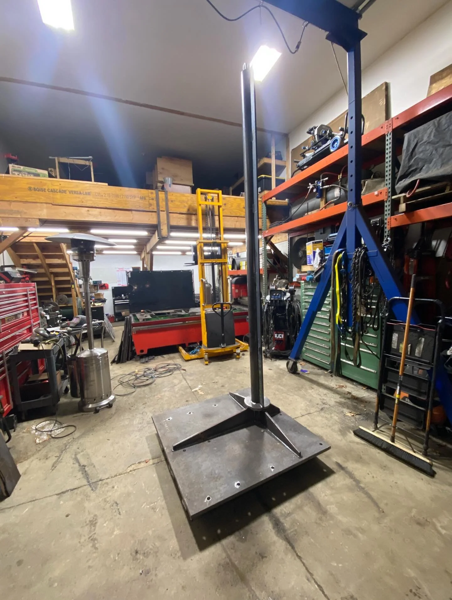 Jib crane base fabricated the other day for a local dock. Machined grease grooves in the bearing plate along with drilled holes for grease fittings. Existing jib will be reused paired up with a new hoist. Sending it out to get galvanized then install