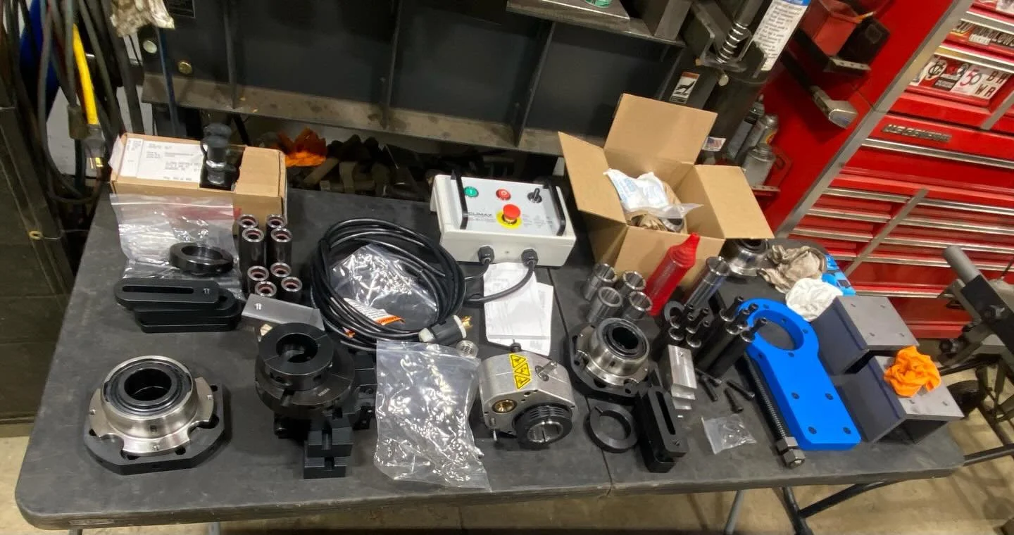 Getting acquainted. Also pulled measurements off the new mounts to make more of them. DFX files made. Easier to do it now when they&rsquo;re brand new. #lineboring #climaxportable #shopwork