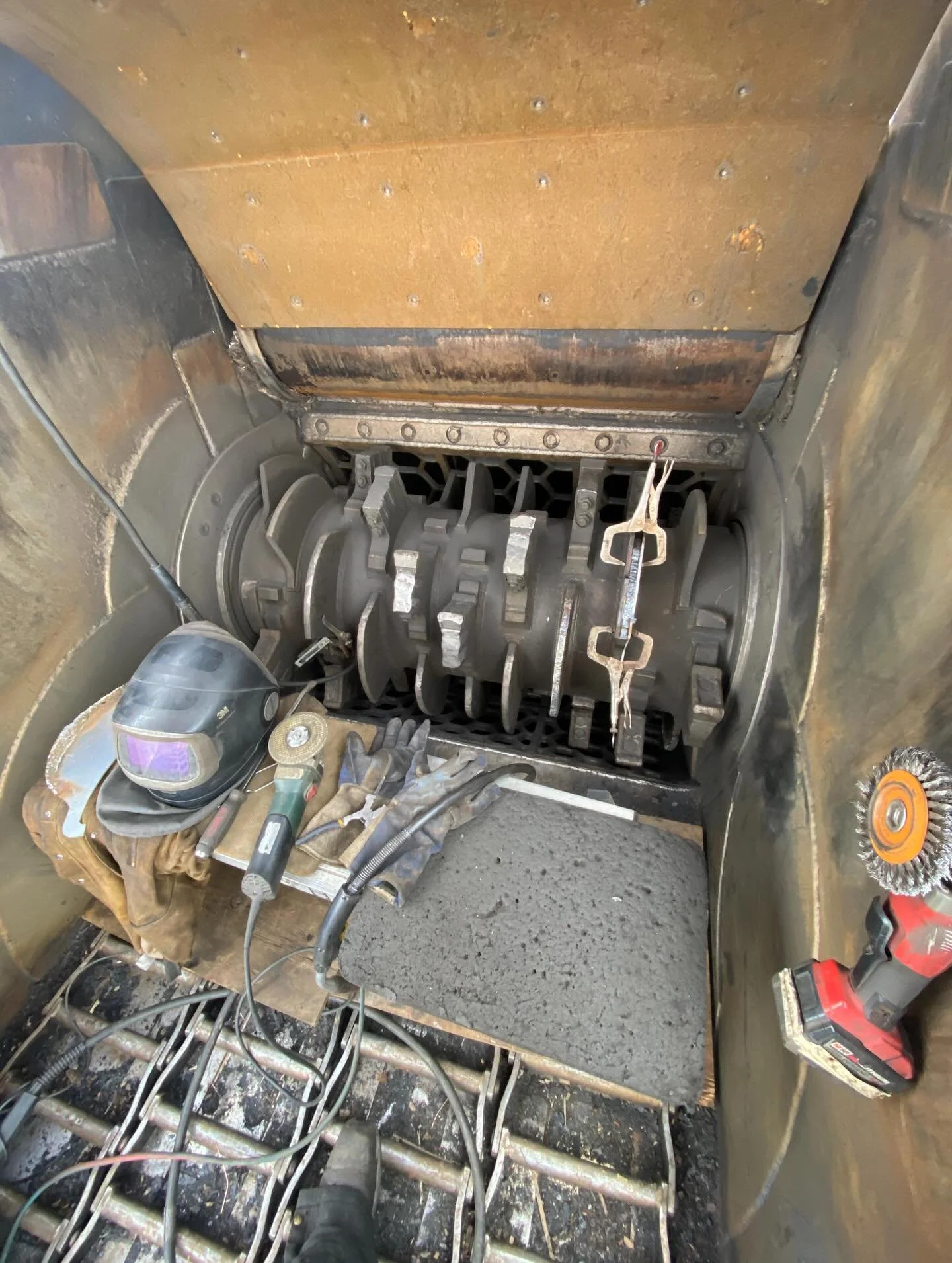 More work on this forestry grinder today. Lots of build up. #weldingrepairservices #fieldwork #heavyequipment #weldingrepair #welder